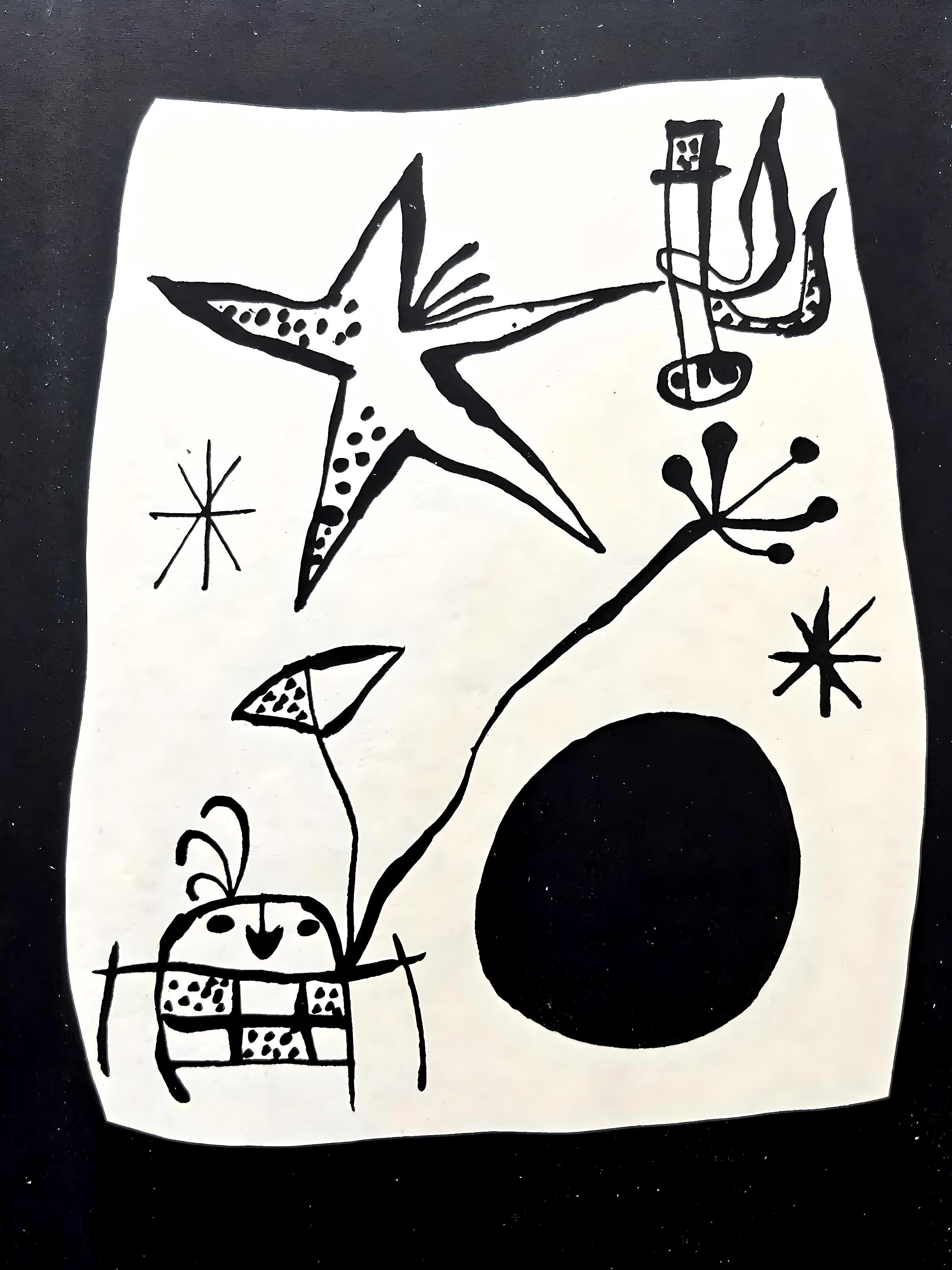 Joan Miró Figurative Print - Miro, Composition (Mourlot 230; Cramer 39) (after)