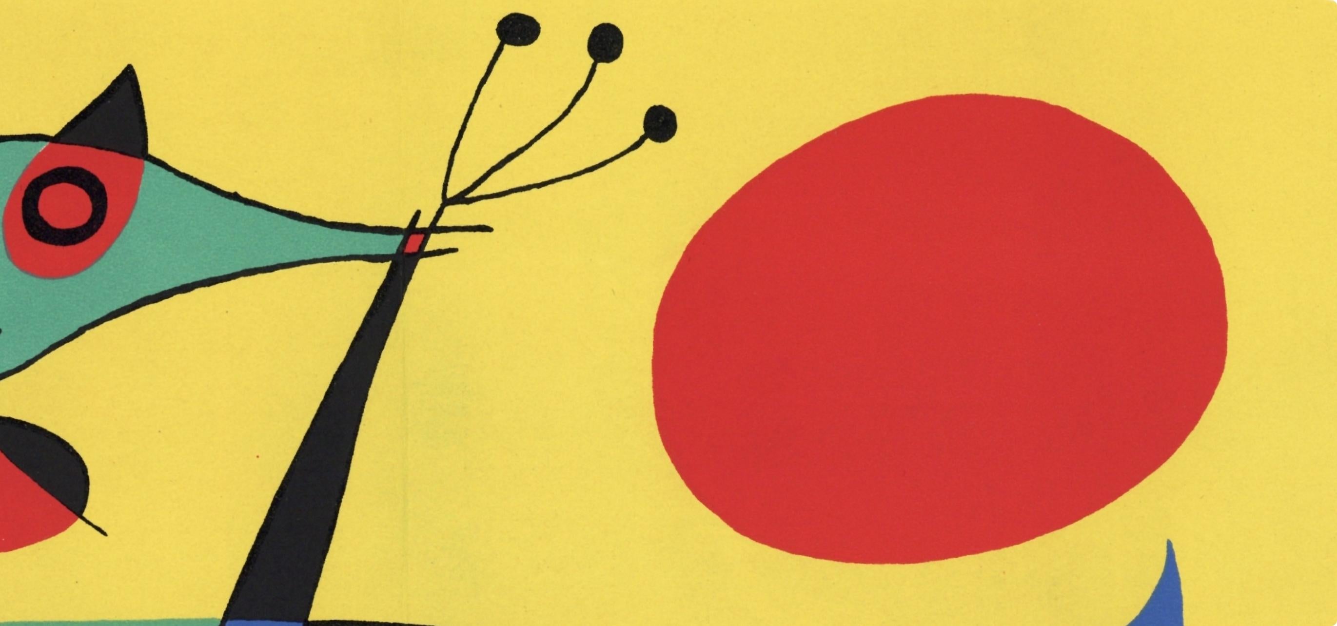Lithograph on vélin paper. Inscription: Unsigned and unnumbered, as issued. Good condition, with centerfold, as issued. Notes: From volume, Joan Miro by Jacques Prévert and Georges Ribemont-Dessaignes, 1956. Published by Maeght; printed by Mourlot.
