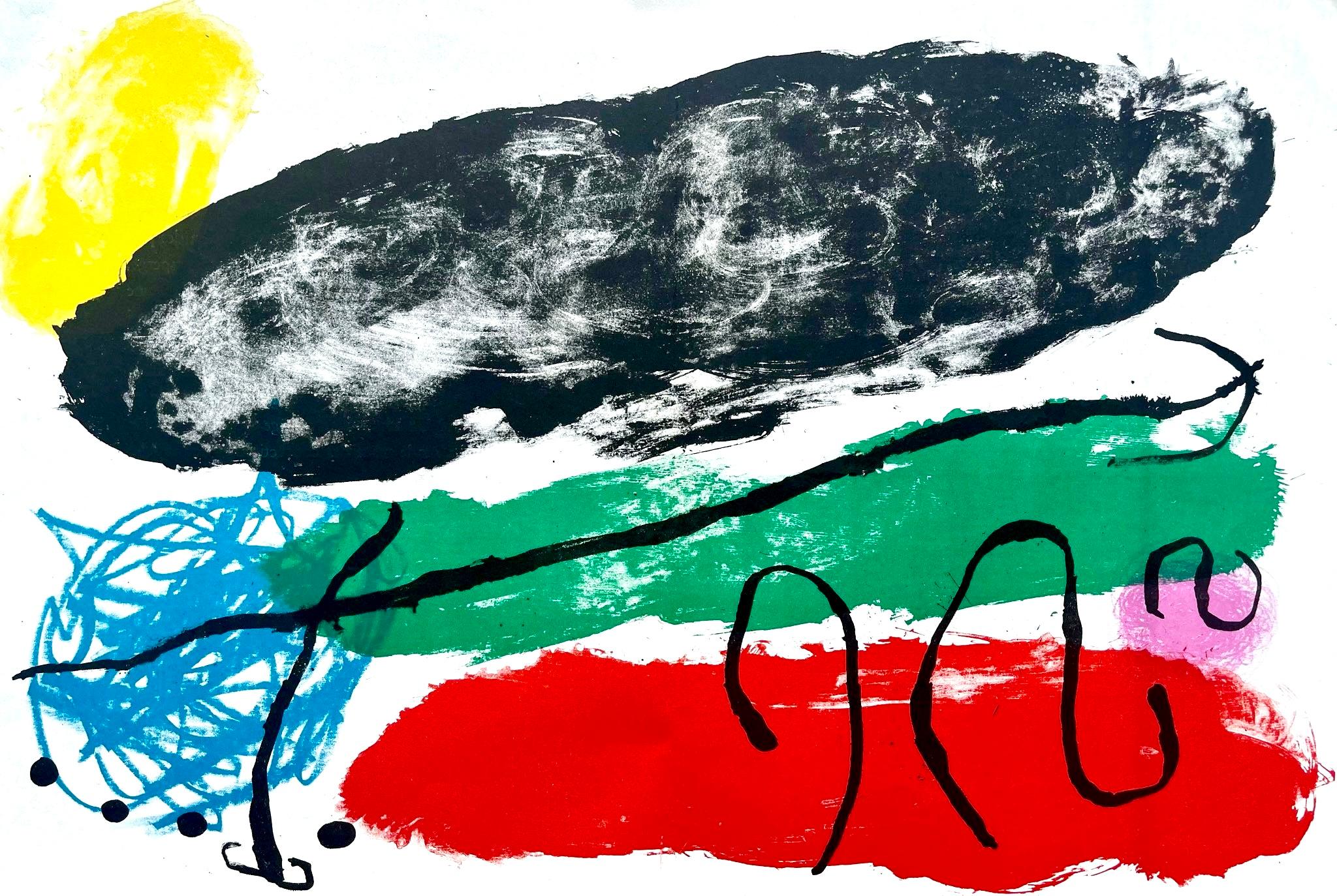 Joan Miró Figurative Print - Miró, Composition (Mourlot 265; Cramer 62), Derrière le miroir (after)