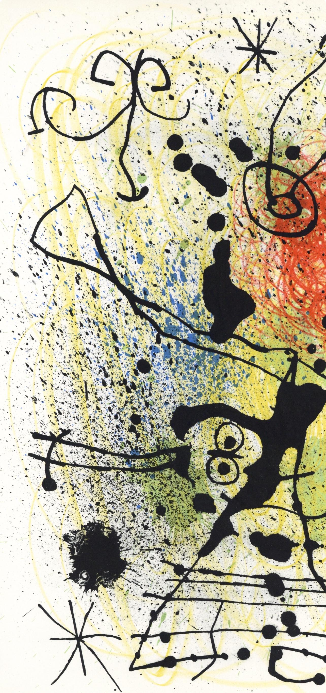 Miró, Komposition (Mourlot 457), Derrière le miroir (nach) (Weiß), Abstract Print, von Joan Miró