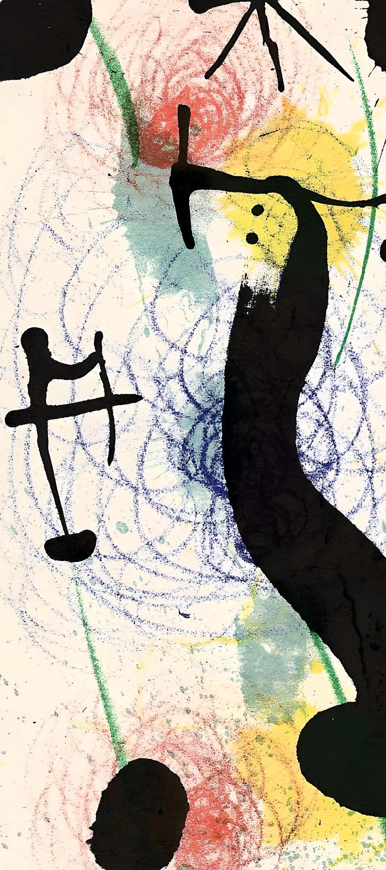 Miró, Composition (Mourlot 551 ; Cramer 118), Derrière le miroir (d'après) - Beige Landscape Print par Joan Miró