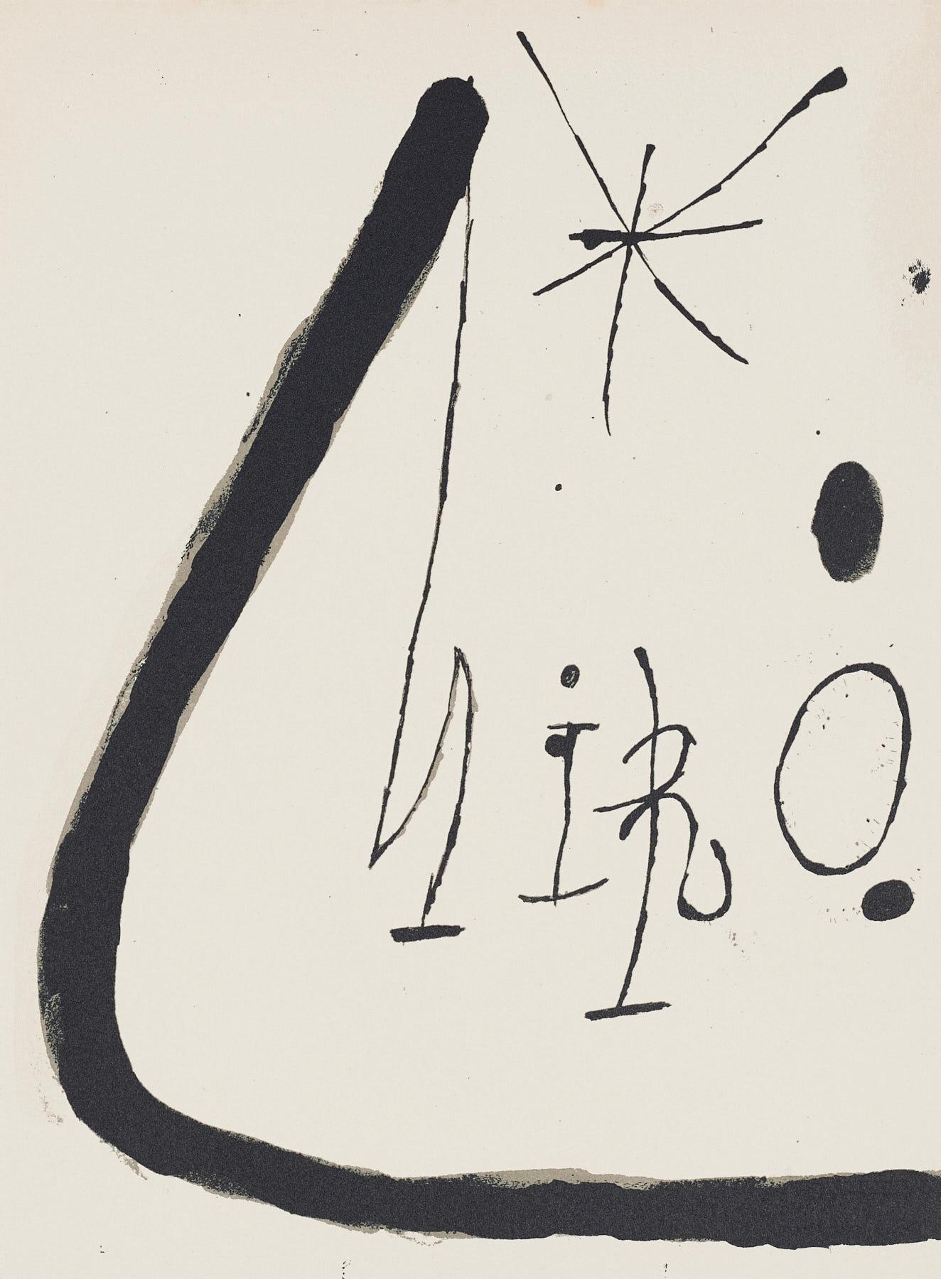 Joan Miró Landscape Print - Miró, Composition (Mourlot 872-881; Cramer 164), El tapís de Tarragona (after)