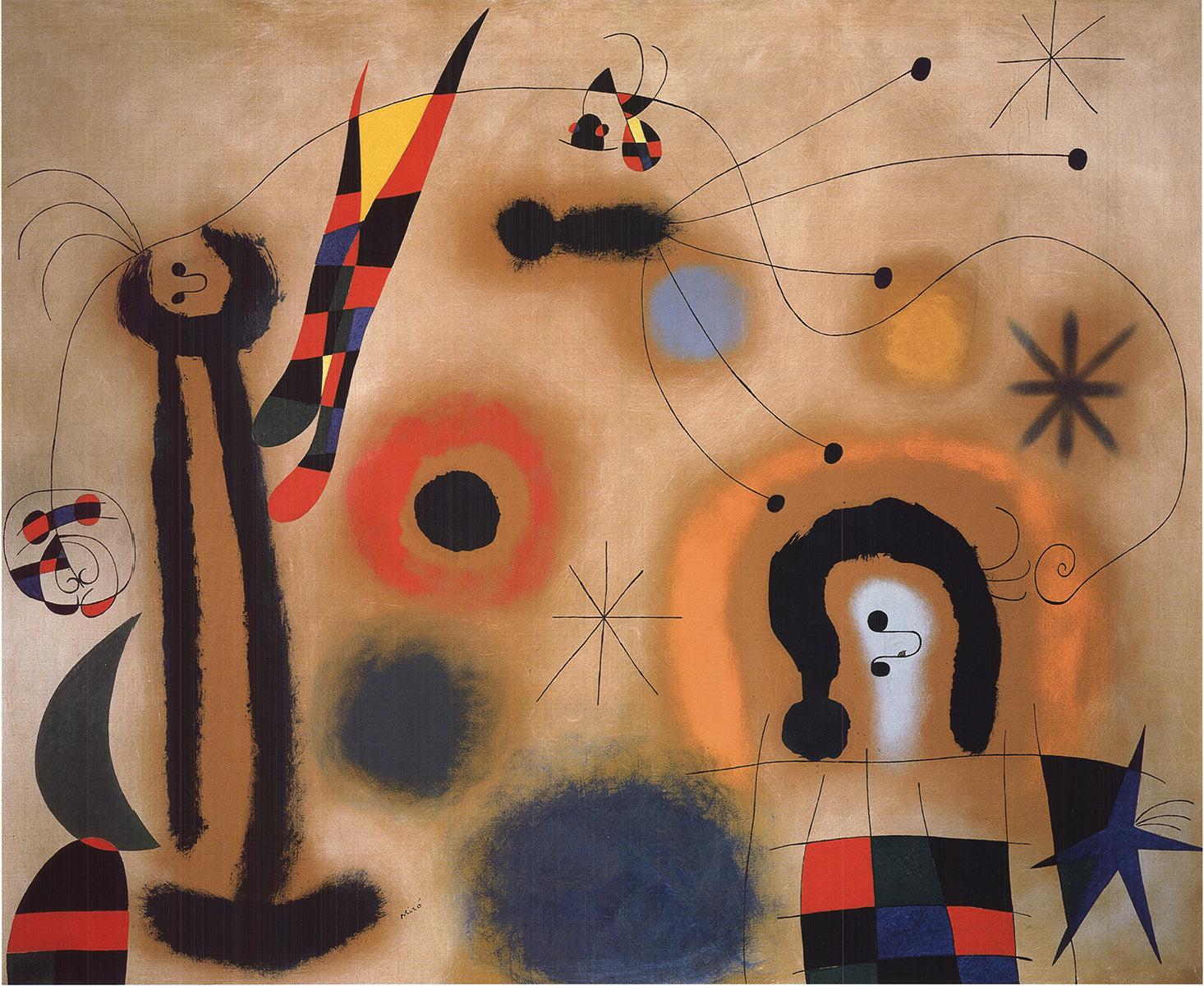 Miro-Dragonfly with Red-Tipped Wings in Pursuit of Serpent Spiraling - Surrealist Print by Joan Miró