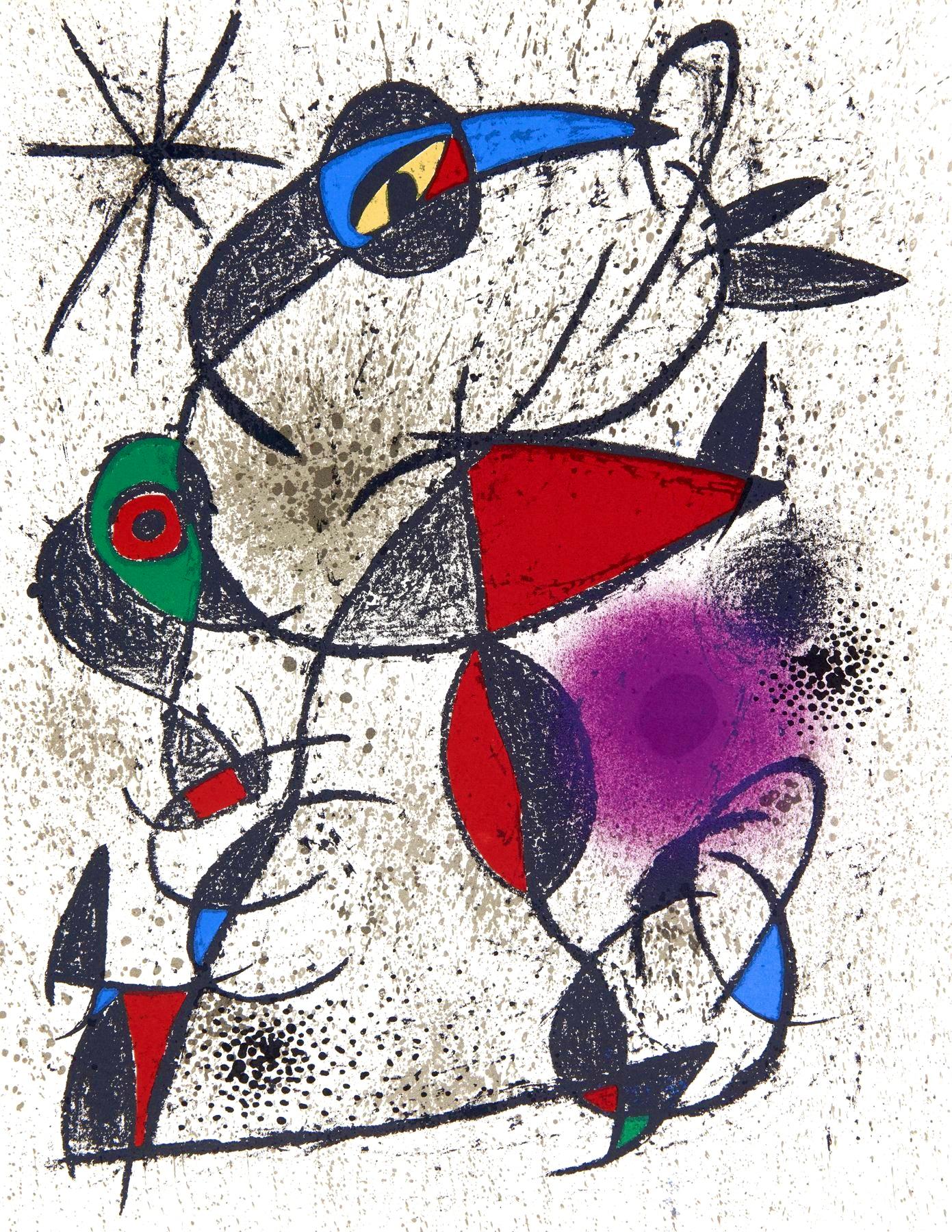 Joan Miró Abstract Print - Miró, Faillie du calcaire, Souvenirs et portraits d'artistes (after)