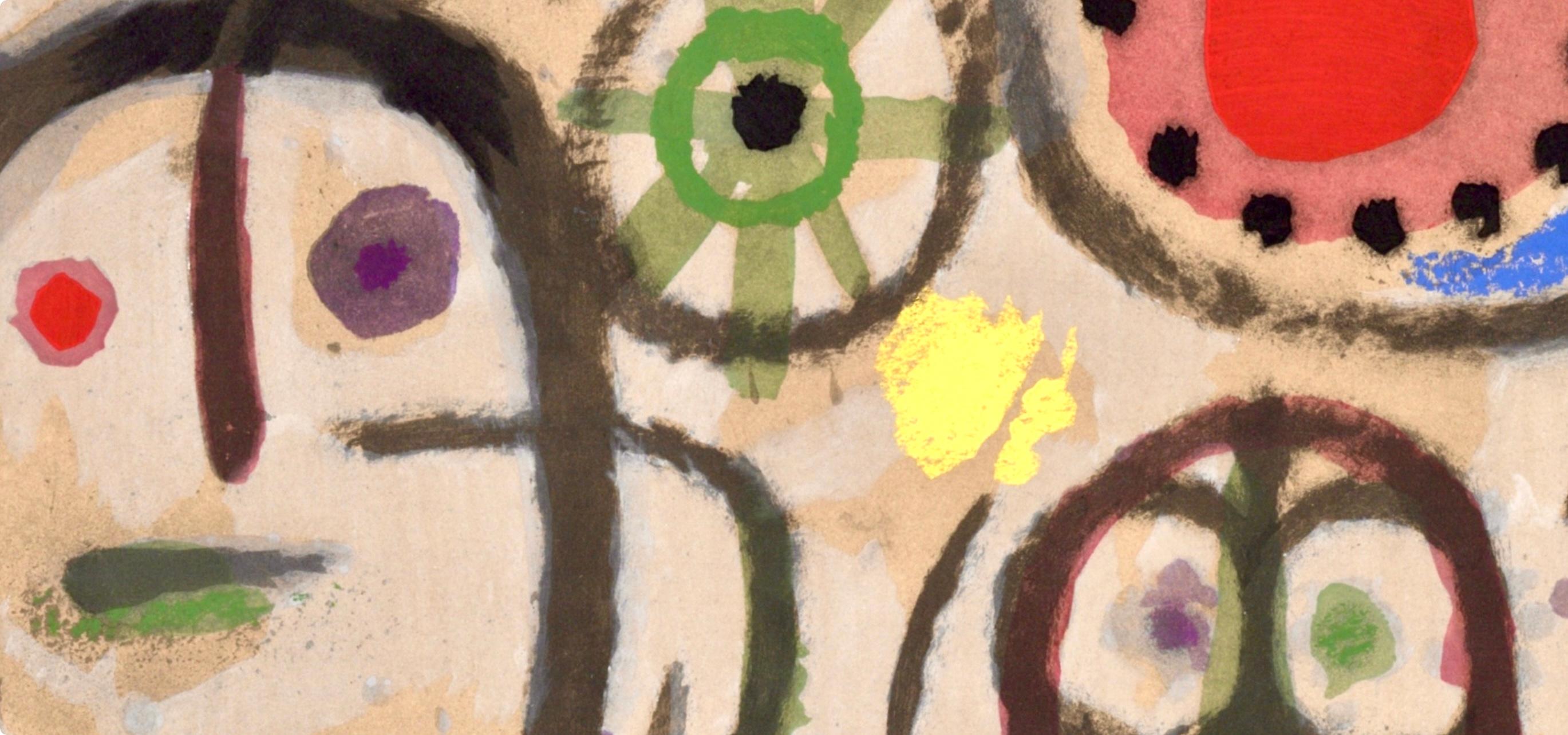 Miró, Femme en prière devant le soleil (C. 103; M. 382-383), Cartones (después) - Abstract Print Beige de Joan Miró