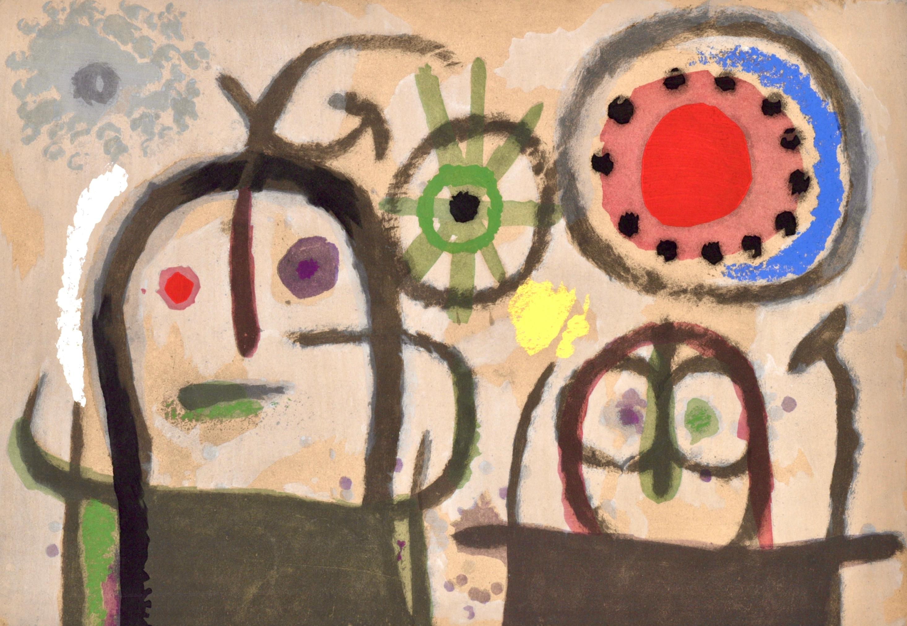 Abstract Print de Joan Miró - Miró, Femme en prière devant le soleil (C. 103; M. 382-383), Cartones (después)