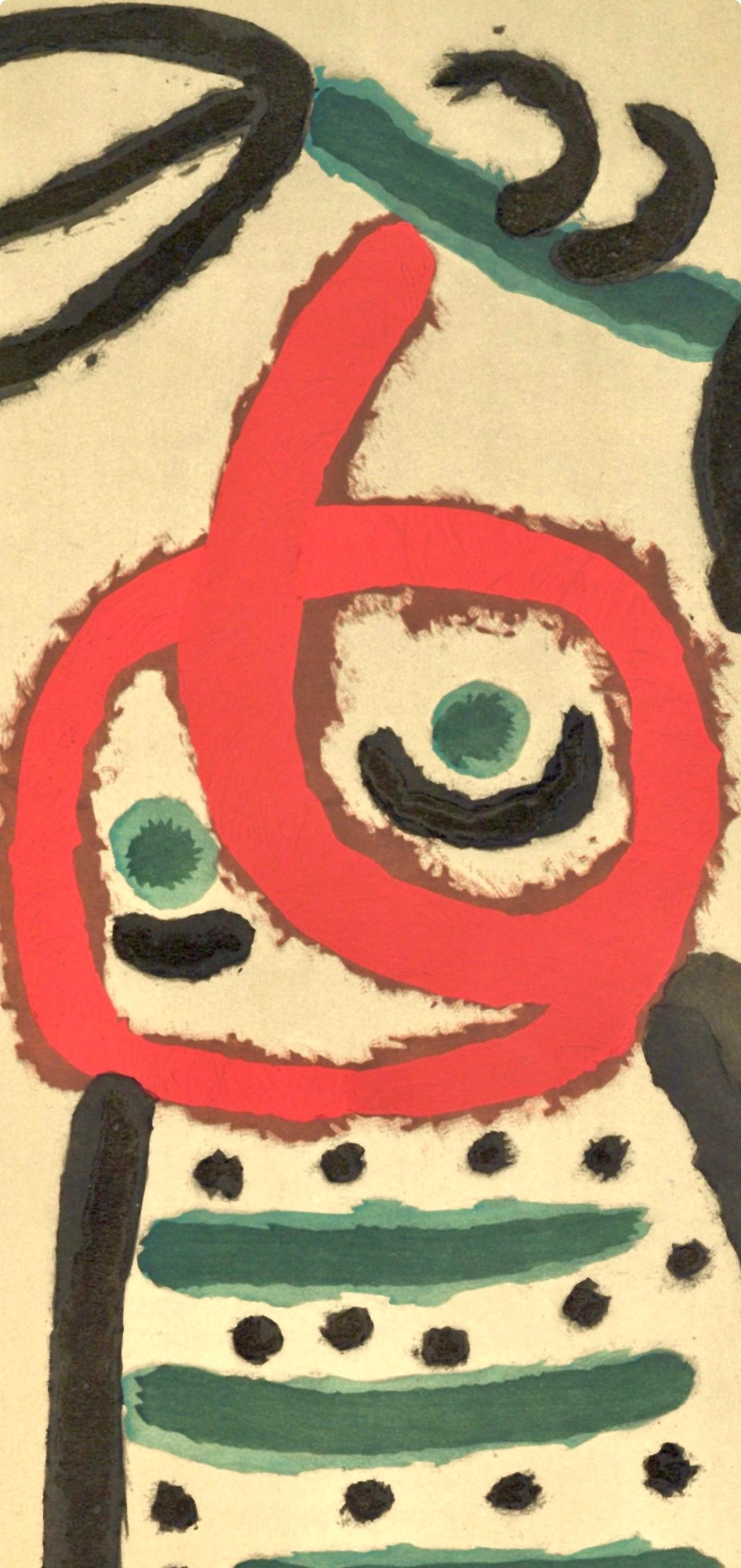 Miró, Femme et oiseau (Cramer 103; Mourlot 382-383), Cartones (después) - Landscape Print Naranja de Joan Miró