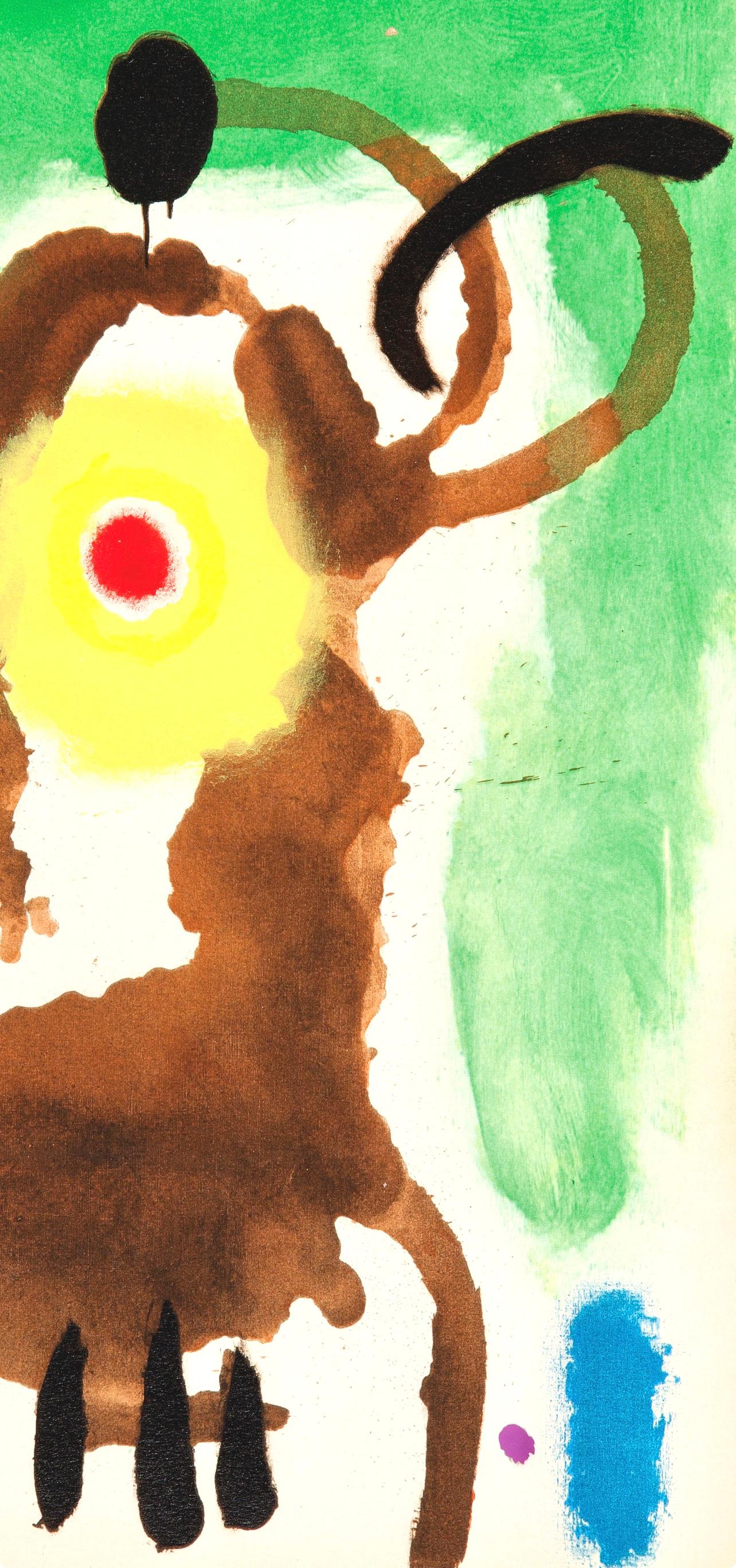 Miró, Femme et oiseau (Cramer 69; Dupin 292; Mourlot 286-294) (después) - Abstract Print Verde de Joan Miró
