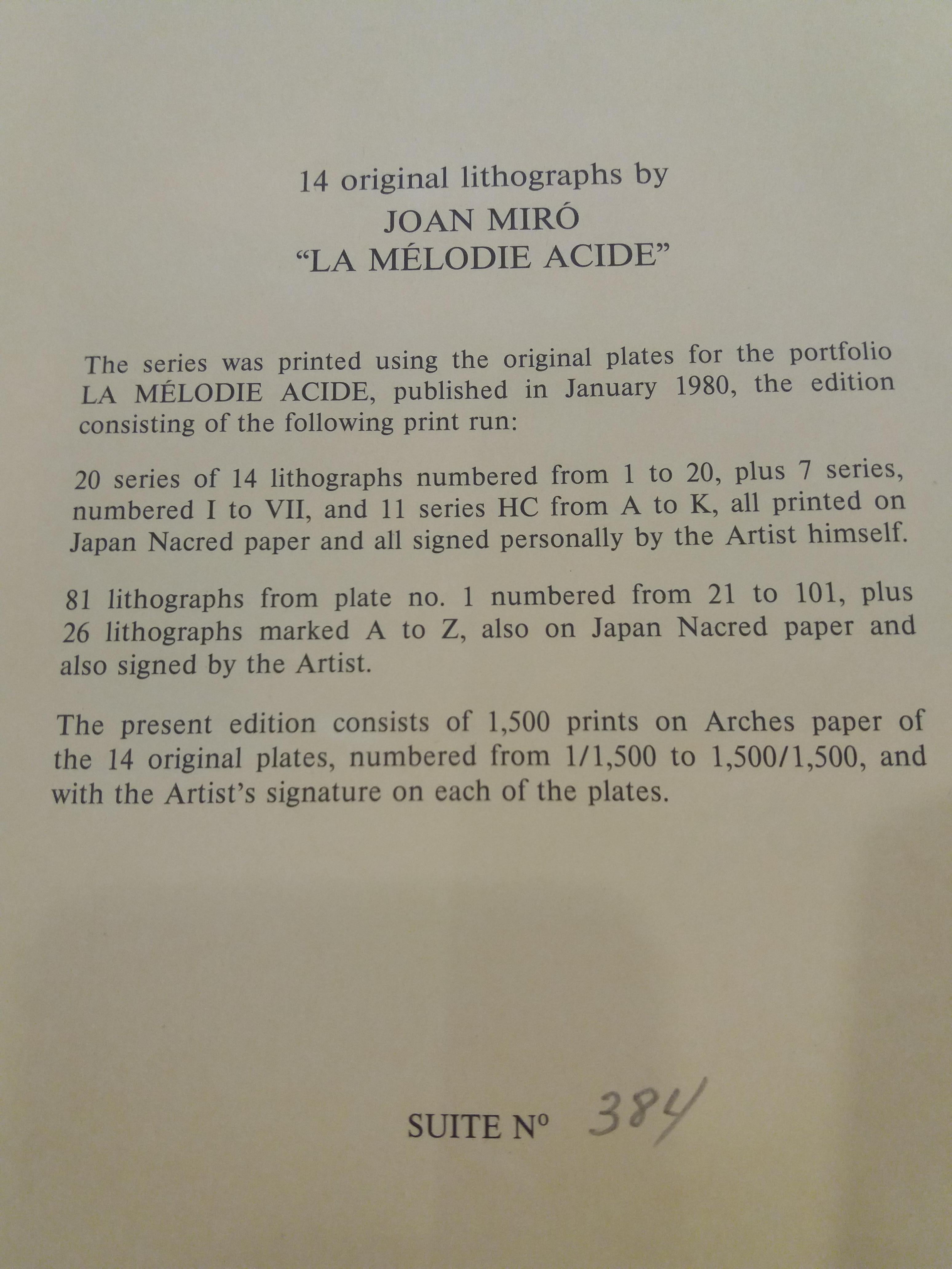 Miro   La melodie acide. lithograph - Abstract Expressionist Print by Joan Miró