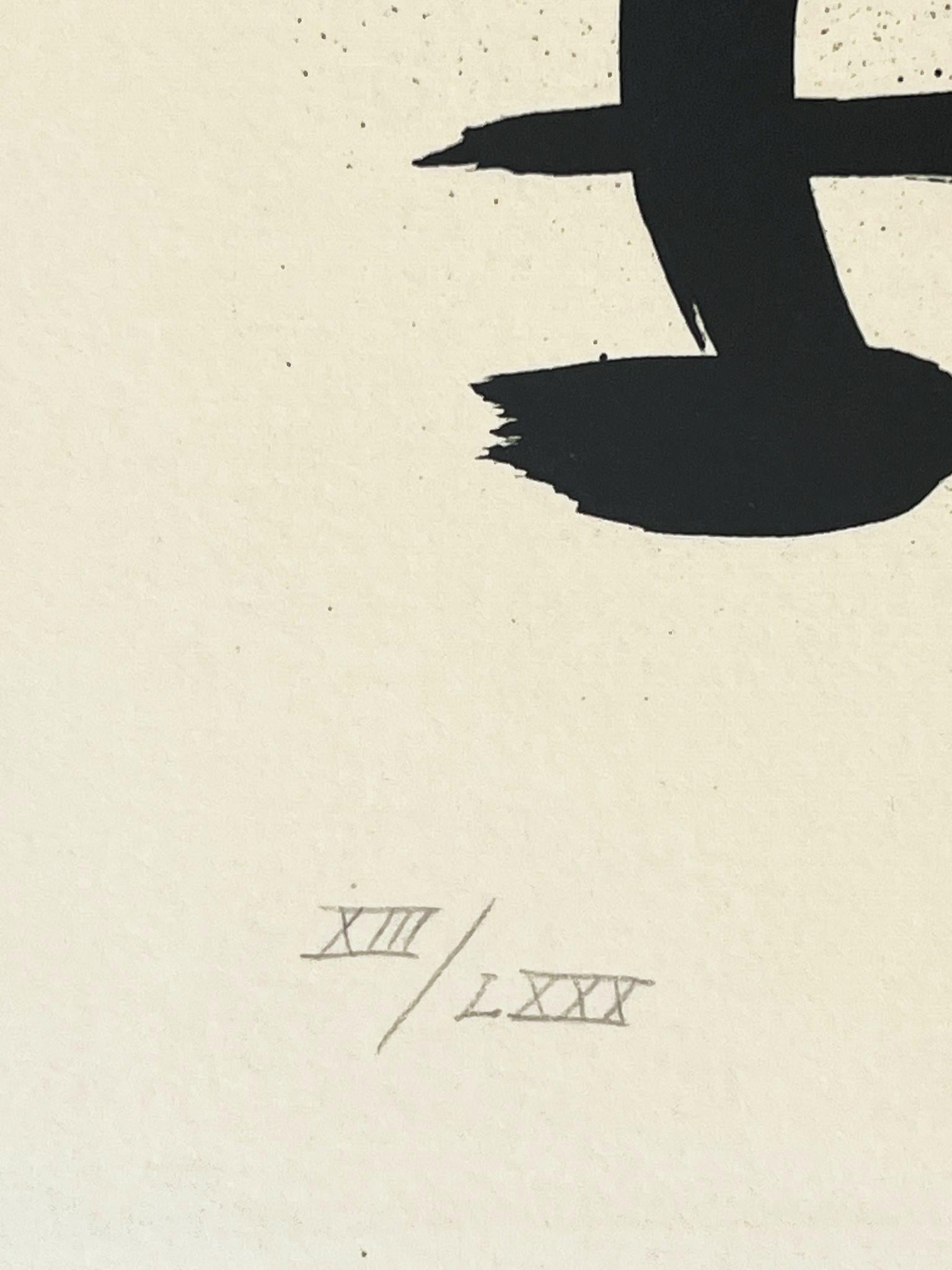 Miro Lithographie I (Grau), Abstract Print, von Joan Miró