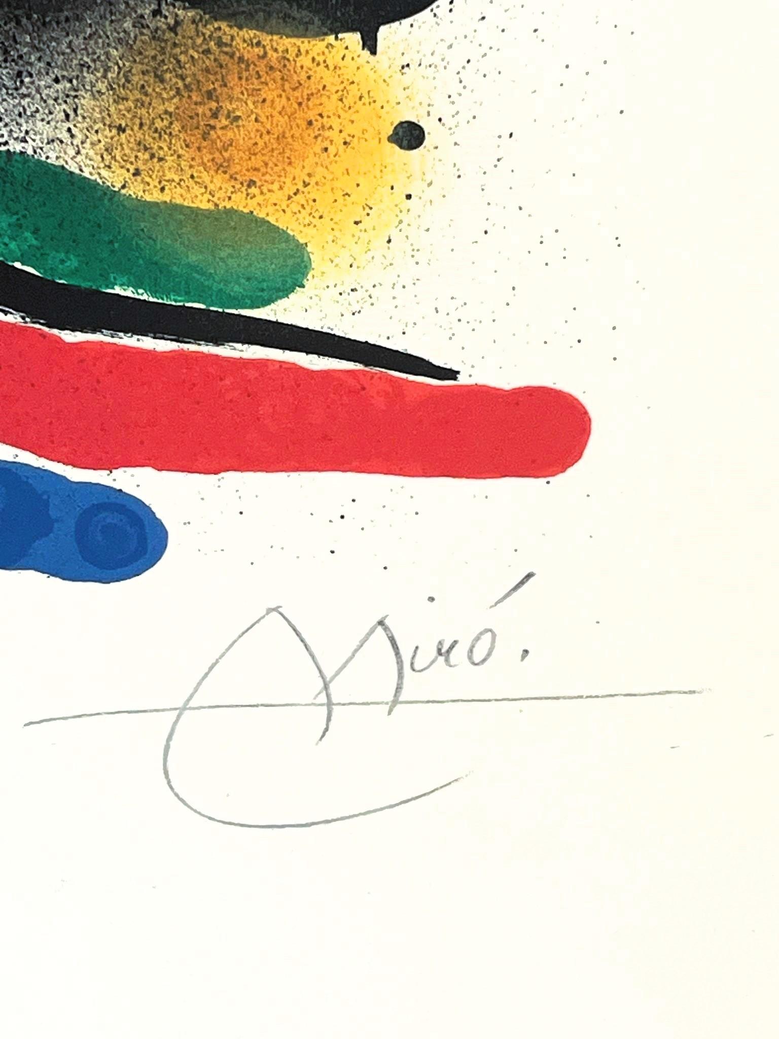 Lithographie, 1972
Vom Künstler mit Bleistift handsigniert 
Ausgabe : XIII/LXXX
Herausgeber : A.I.C. Mazo, Maeght, Paris, Poligrafa, Barcelona
Drucker : Mourlot, Paris
Katalog : [Maeght n°863 S.196-199]
45,00 cm. x 62,00 cm.  17,72 Zoll x 24,41 Zoll