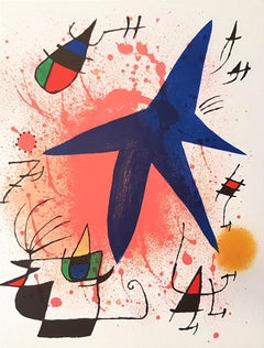 Miró Lithographe I - Plate I - Original Lithograph by J. Mirò - 1972