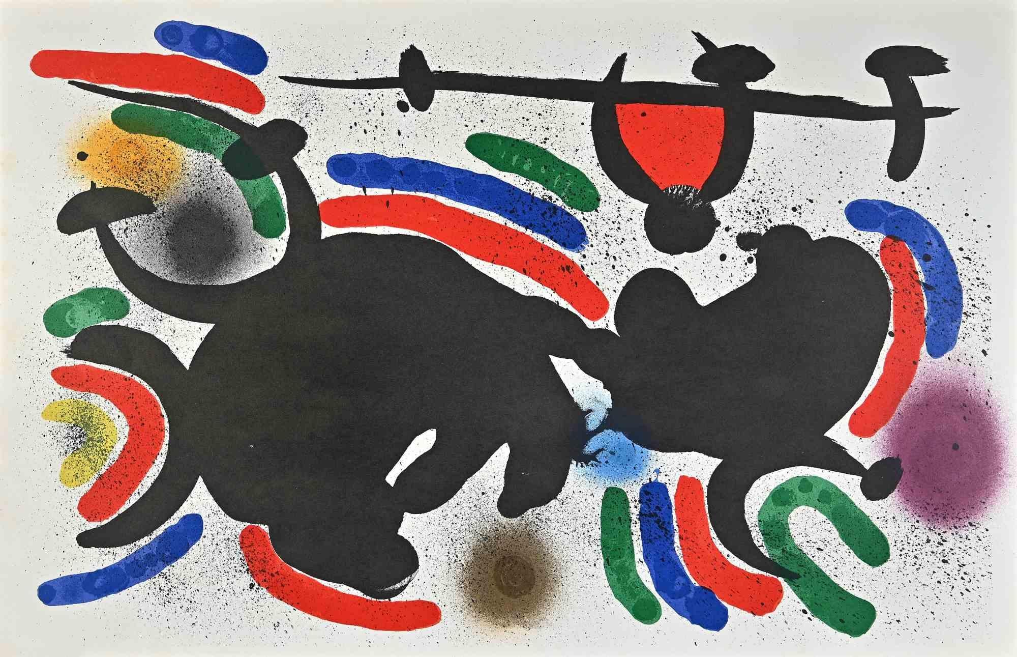 Joan Miró Abstract Print - Miró Lithographe I - Plate IV - Lithograph by Joan Mirò - 1972