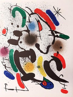 Miró Lithographe I - Plate VI - Original Lithograph by J. Mirò - 1972