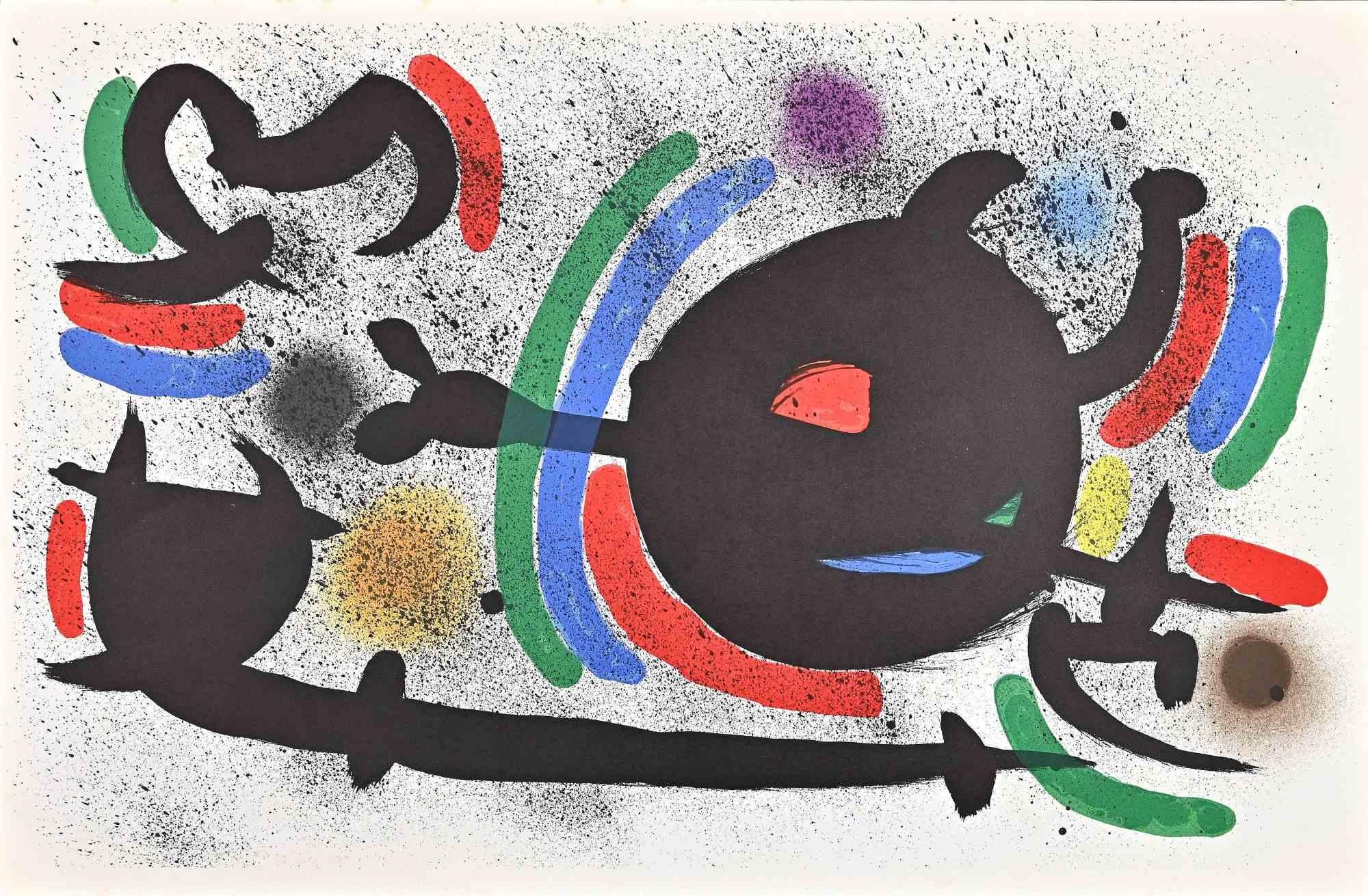 Miró Lithographe I - Platte X - Lithographie von J. Mirò - 1972