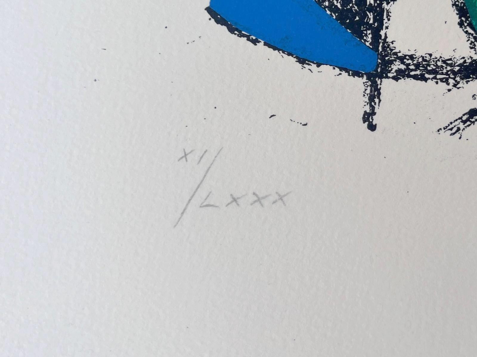 Litografía, 1975
Firmado a lápiz por el artista y anotado XI/LXXX
Editor : Maeght (París)

Impresor : Mourlot (París)

Catálogo : [Maeght 1048 Cramer 198]

34,00 cm. x 25,00 cm.  13,39 pulg. x 9,84 pulg. (papel)

30,00 cm. x 24,00 cm.  11,81 pulg. x