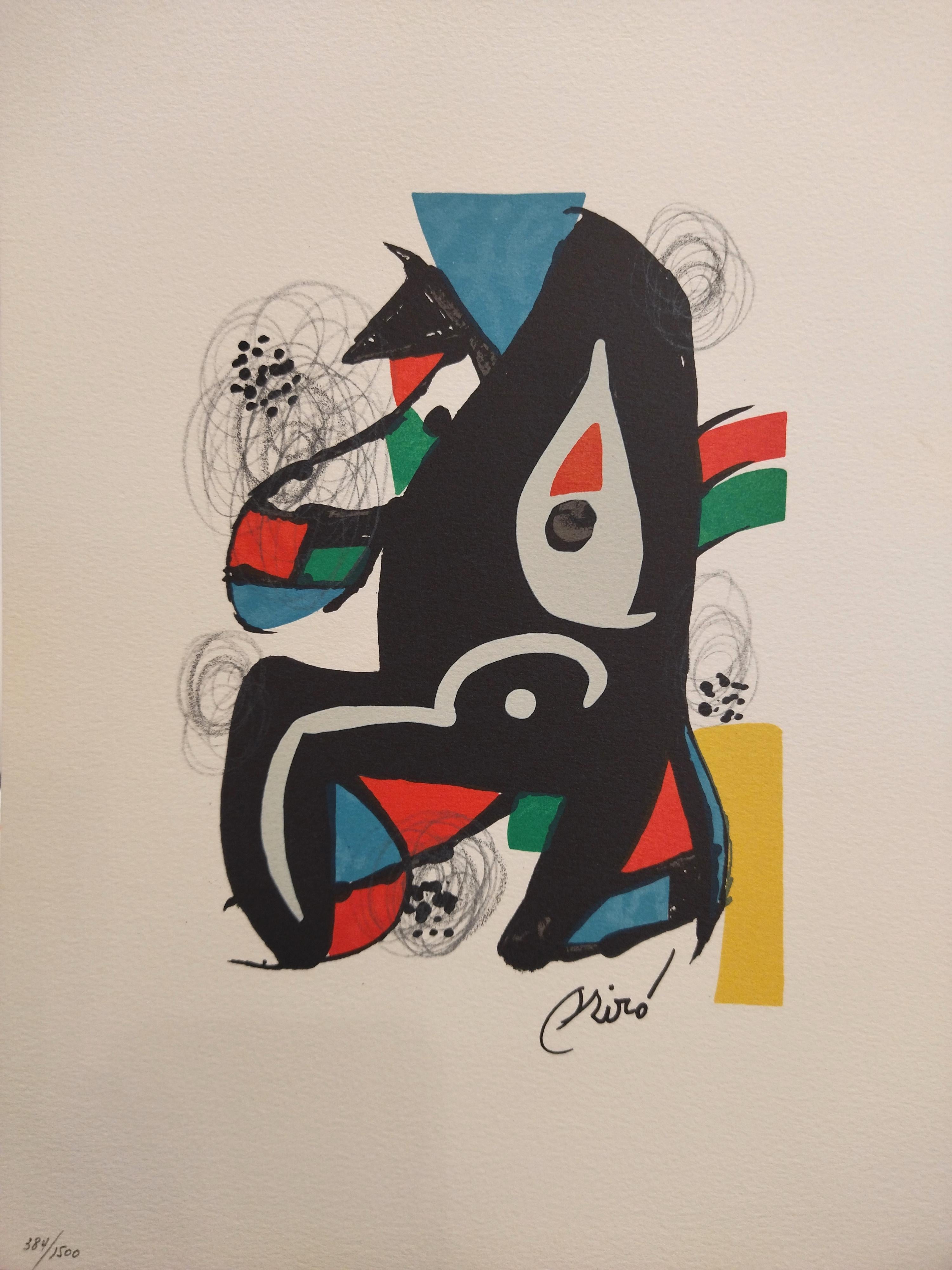 Joan Miró Abstract Print - Miro    Little La melodie acide. original lithograph painting.