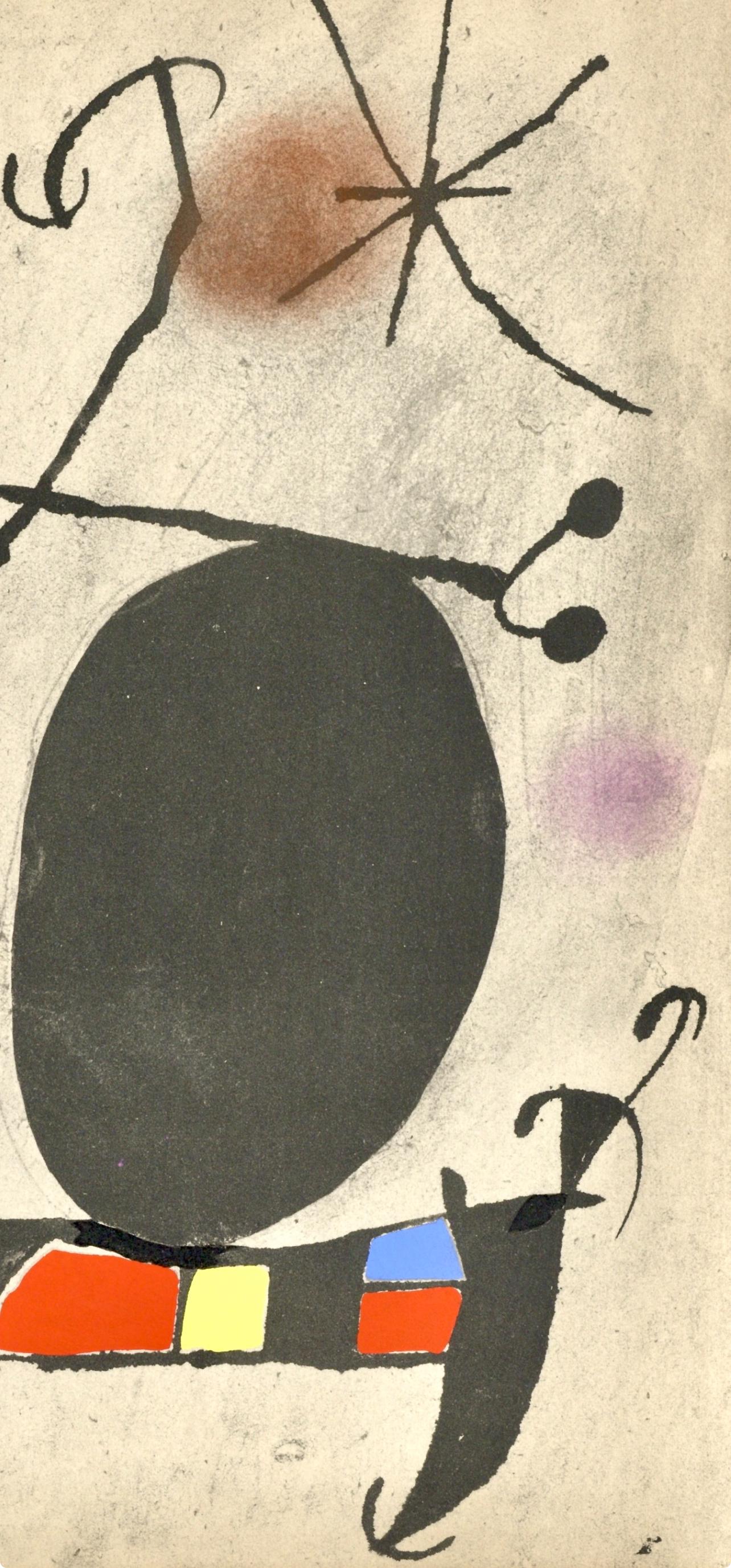 Miró, L'Oiseau solaire, L'Oiseau lunaire, Étincelles (C. 117; D. 447-48) (después) - Landscape Print Beige de Joan Miró