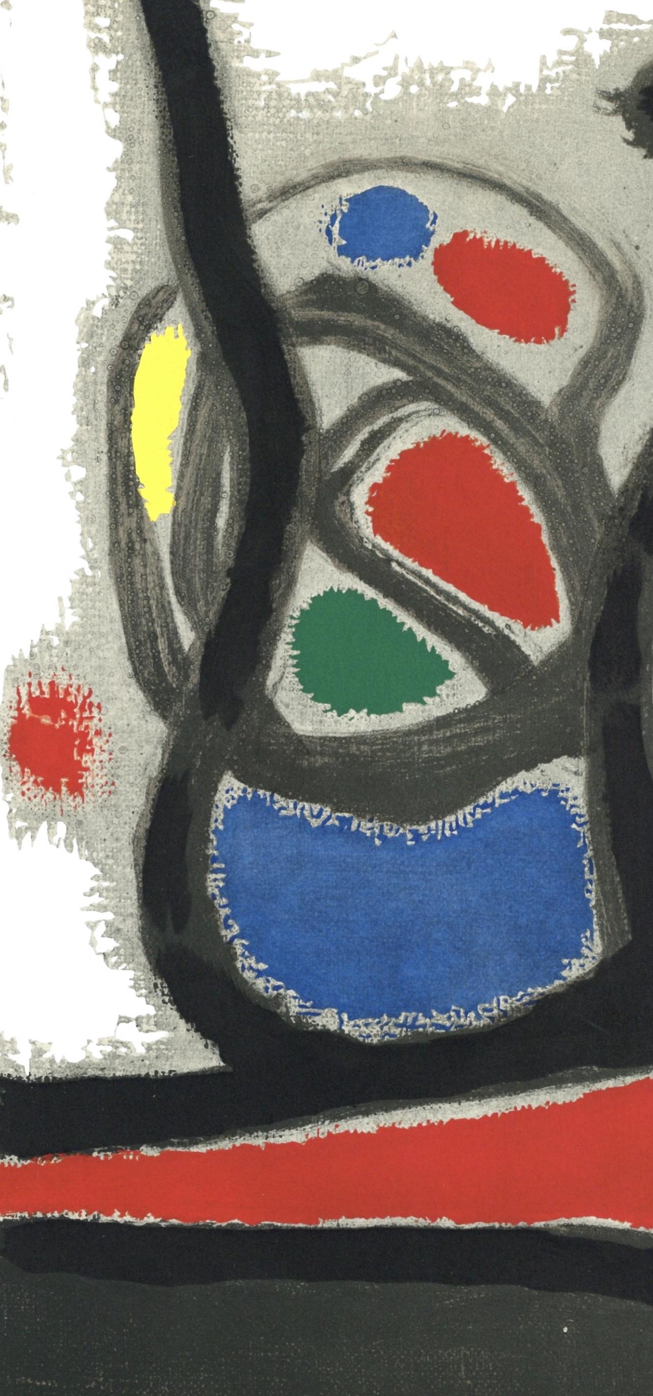 Miró, L'Oiseau solaire, L'Oiseau lunaire, Étincelles (C. 117; D. 447-48) (después) - Abstract Print Negro de Joan Miró