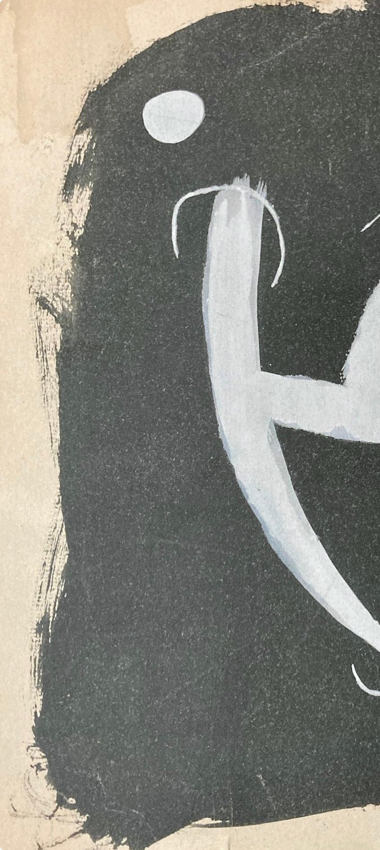 Miró, L'Oiseau solaire, L'Oiseau lunaire, Étincelles (C. 117; D. 447-48) (después) - Abstract Print Negro de Joan Miró