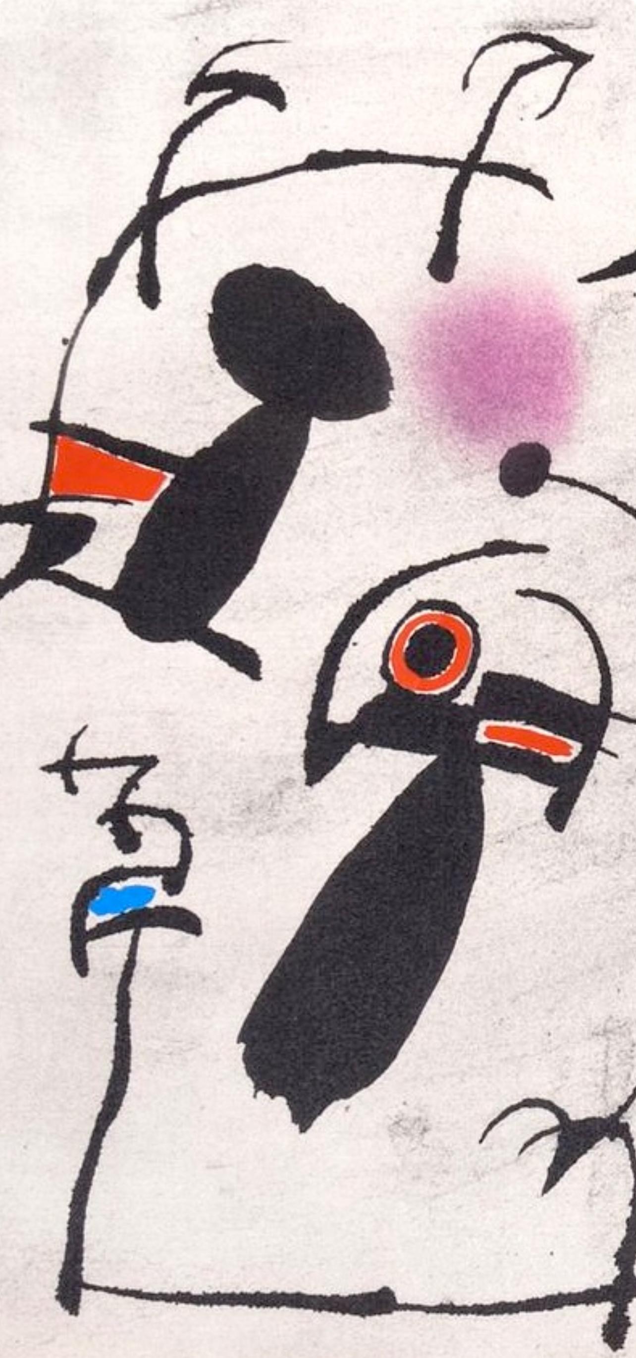Miró, L'Oiseau solaire, L'Oiseau lunaire, Étincelles (C. 117; D. 447-48) (después) - Landscape Print Beige de Joan Miró
