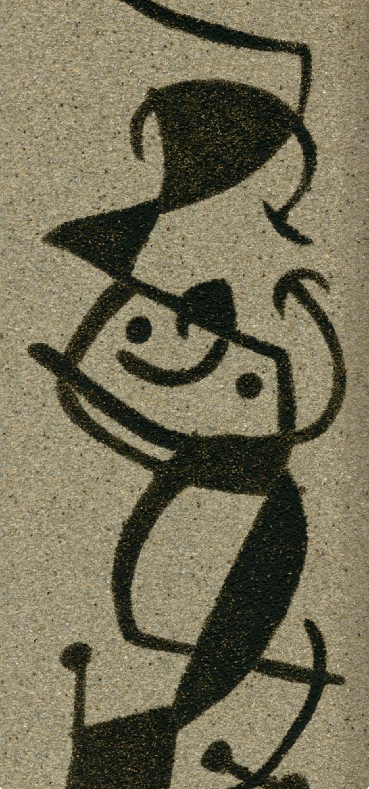 Litografía, plantilla sobre papel de lija. Tamaño del papel: 11,25 x 3,5 pulgadas. Inscripción: Sin firmar y sin numerar, tal como se emitió. Referencias del catálogo razonado: Cramer, Patrick, y Joan Miró. Joan Miró, Catálogo razonado de libros