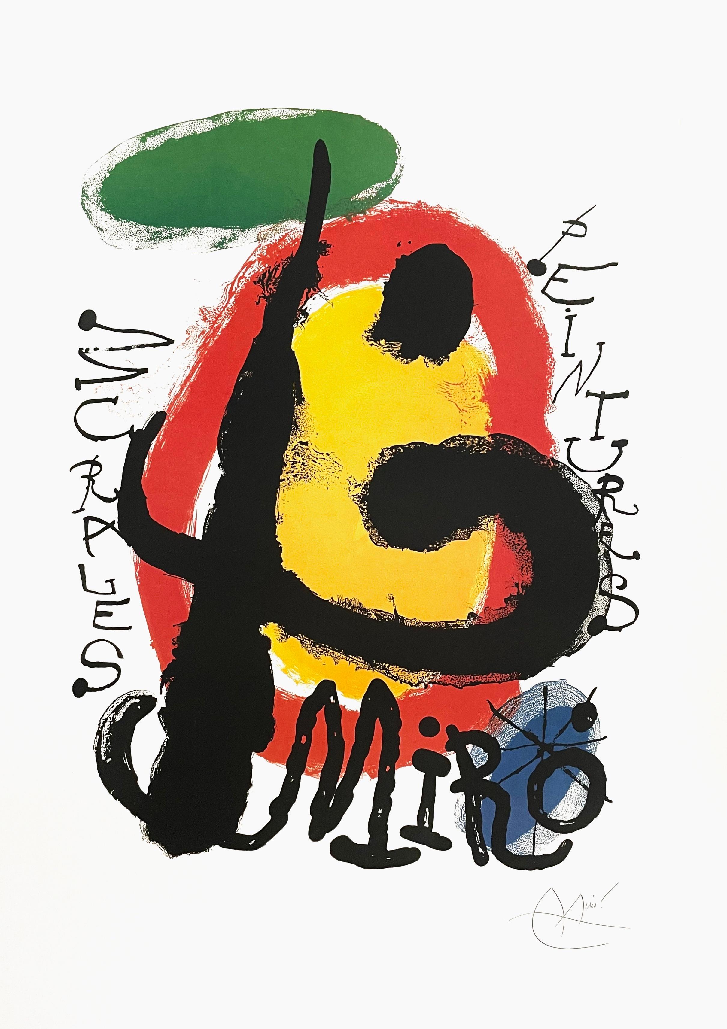 Joan Miró Abstract Print – Miro, Murales Peintures, 1961 Galerie Maeght