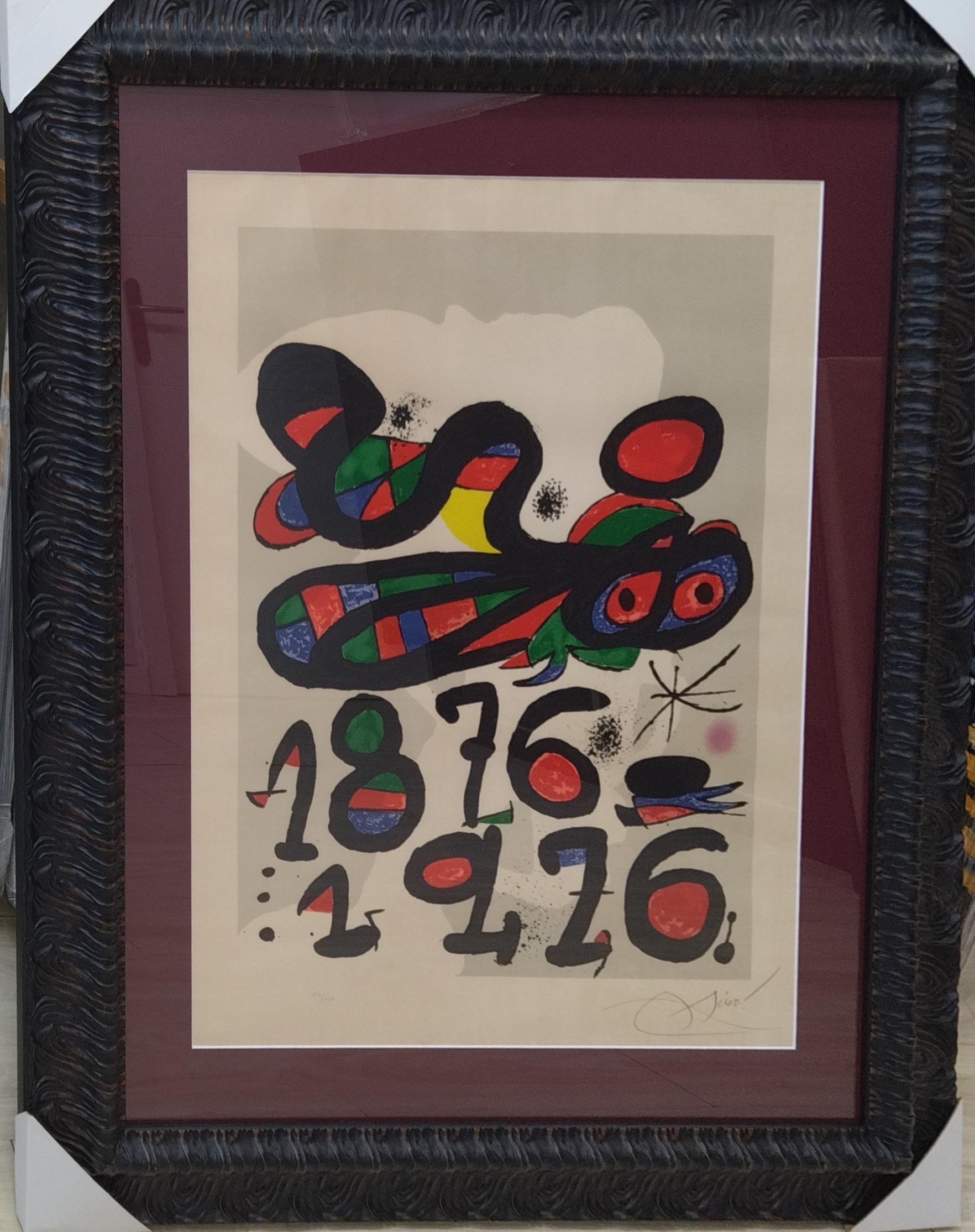 Miro   Numbers  Letters  Red  Black  Vertical CENTRE EXCURSIONISTA. LITOGRAFIA - Print by Joan Miró