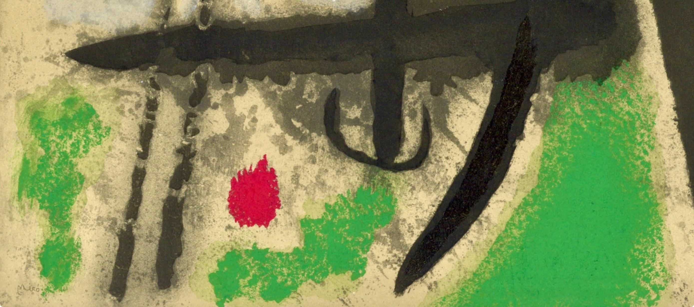 Miró, Oiseaux dans un paysage (Cramer 103; Mourlot 382-383), Cartones (después) - Print Surrealista de Joan Miró