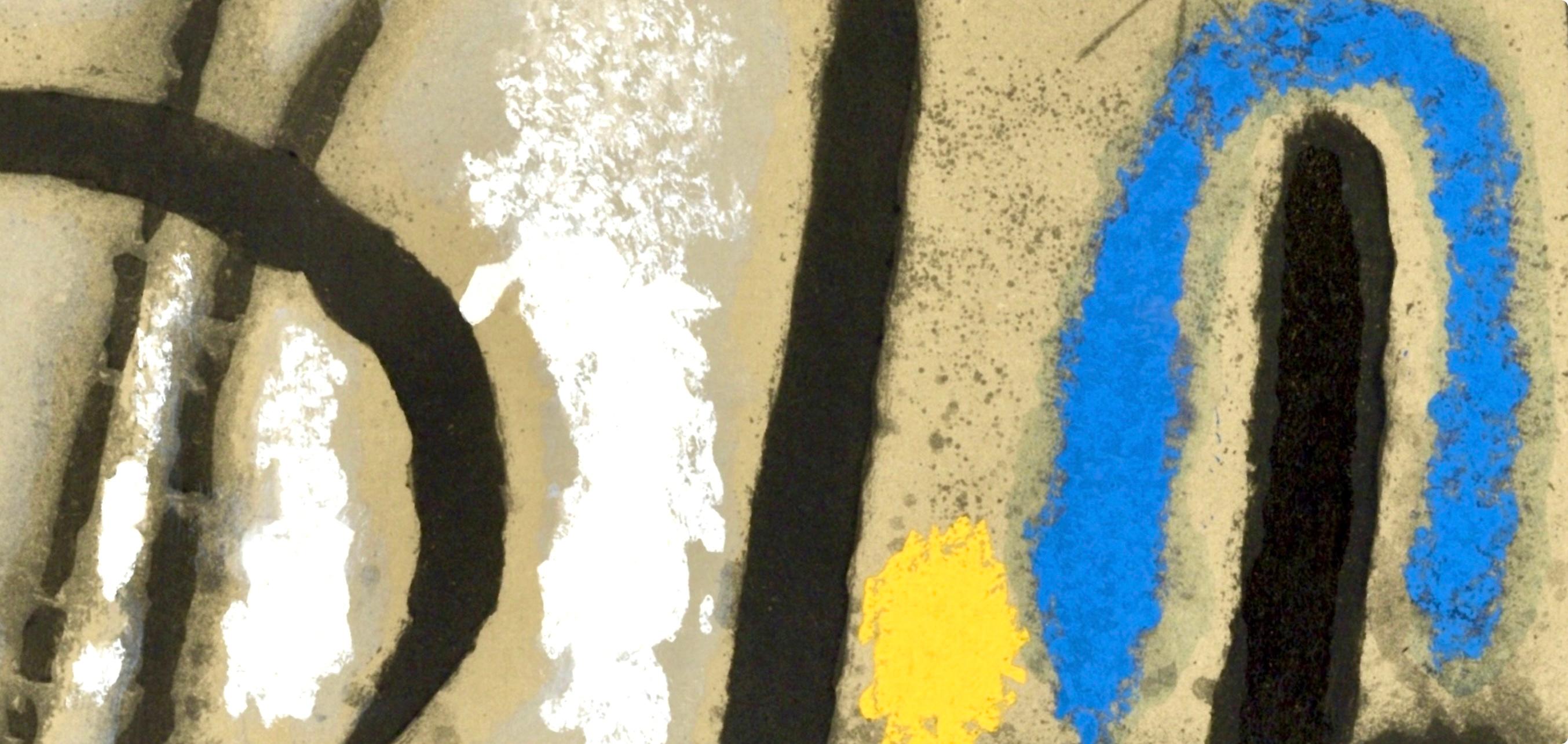 Miró, Oiseaux dans un paysage (Cramer 103; Mourlot 382-383), Cartones (después) - Landscape Print Negro de Joan Miró