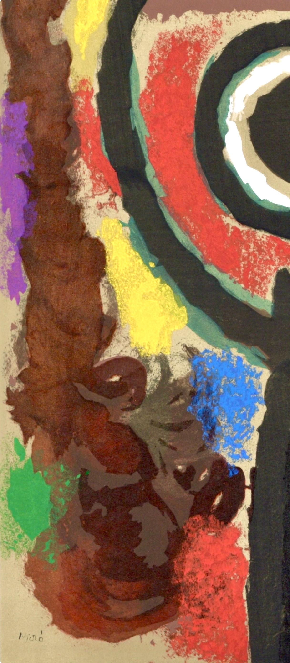 Miró, Personnage et oiseau (Cramer 103; Mourlot 382-383), Cartones (después) - Abstract Print Marrón de Joan Miró