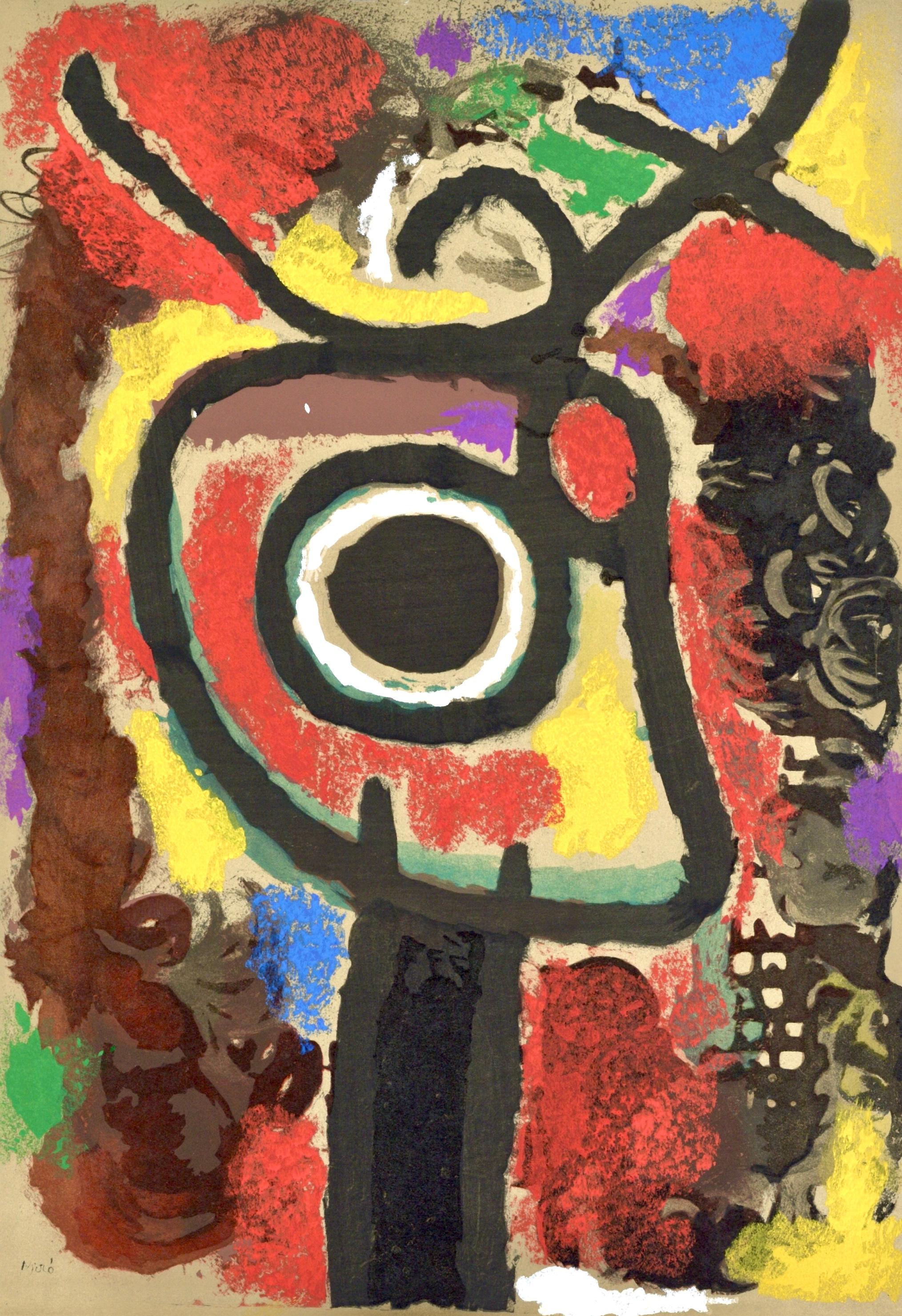 Abstract Print de Joan Miró - Miró, Personnage et oiseau (Cramer 103; Mourlot 382-383), Cartones (después)