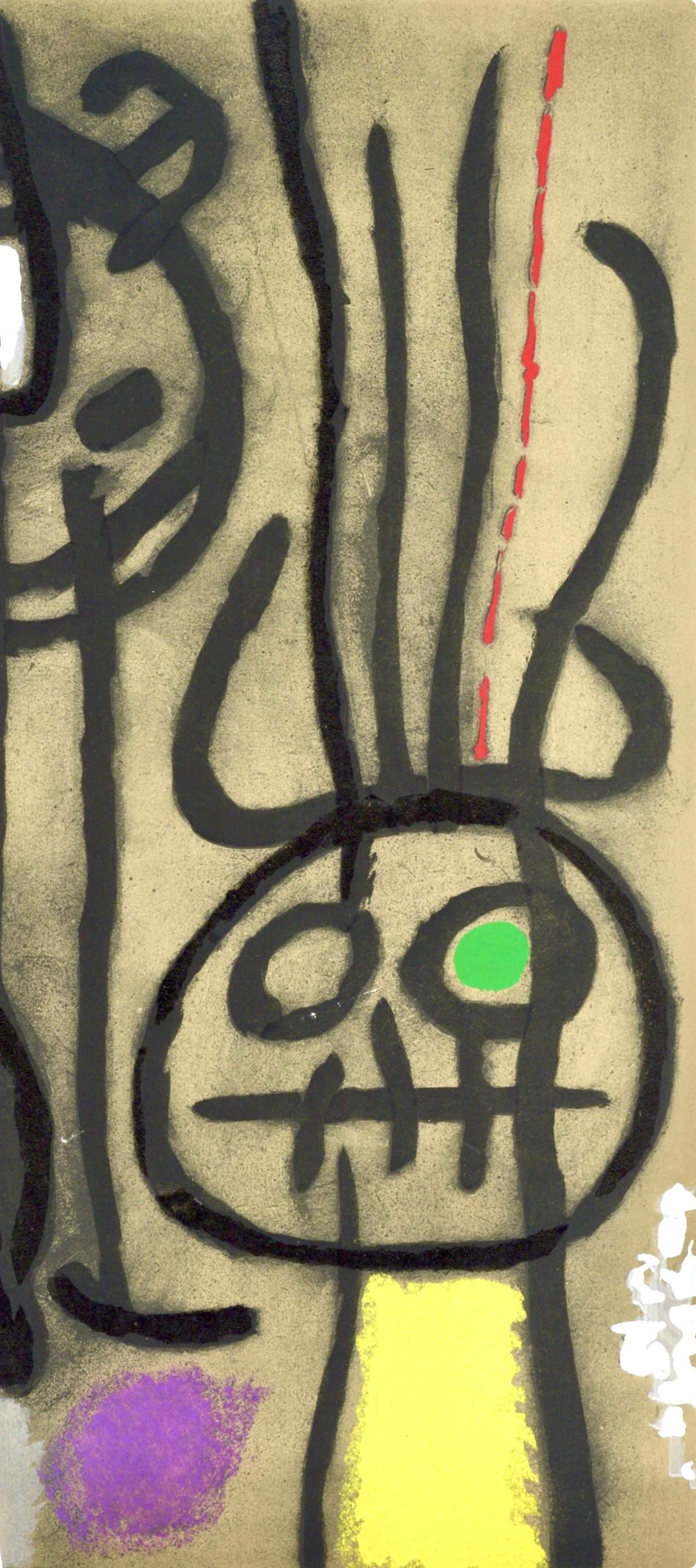 Miró, Personnage et oiseaux (Cramer 103; Mourlot 382-383), Cartones (después) - Print Surrealista de Joan Miró