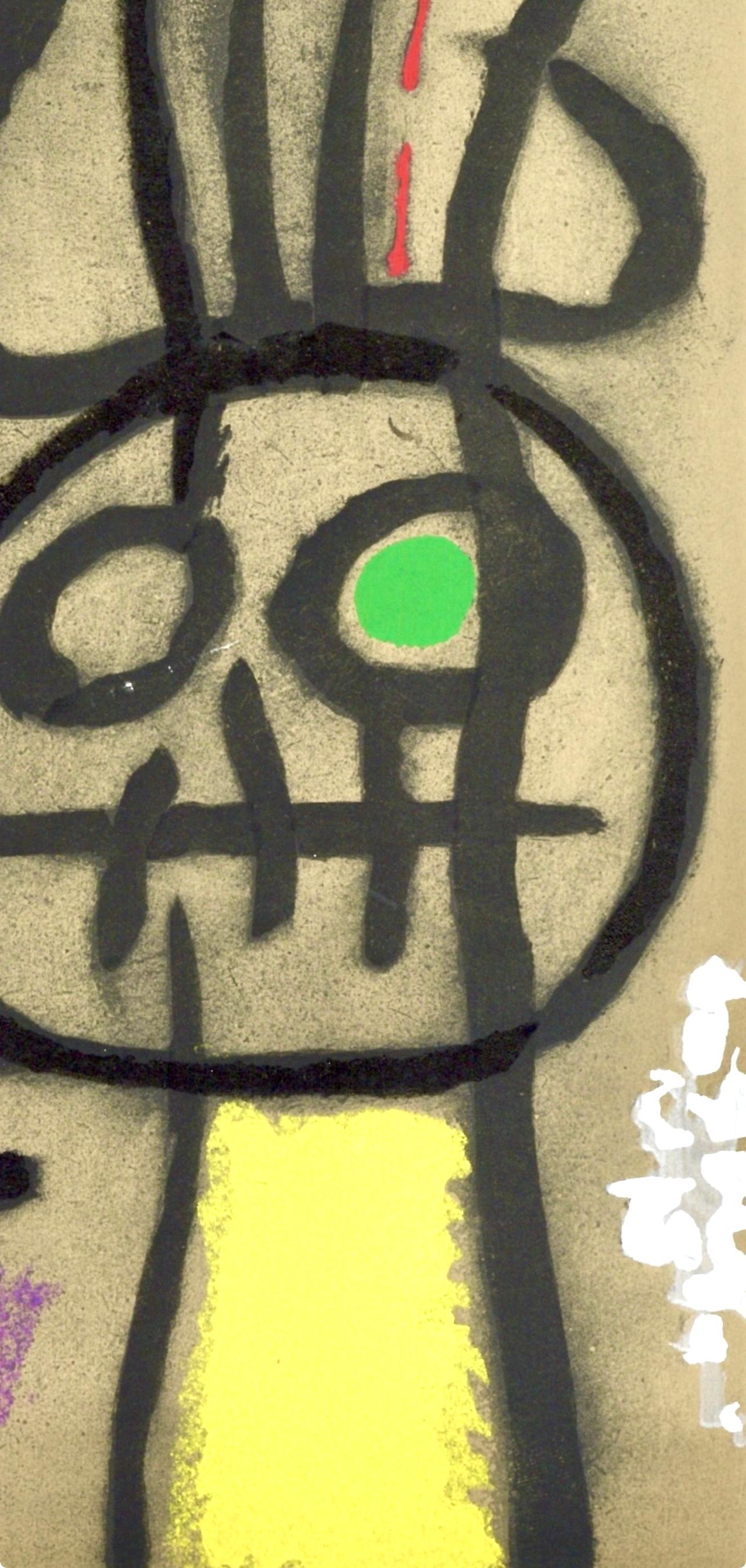 Miró, Personnage et oiseaux (Cramer 103; Mourlot 382-383), Cartones (después) en venta 1