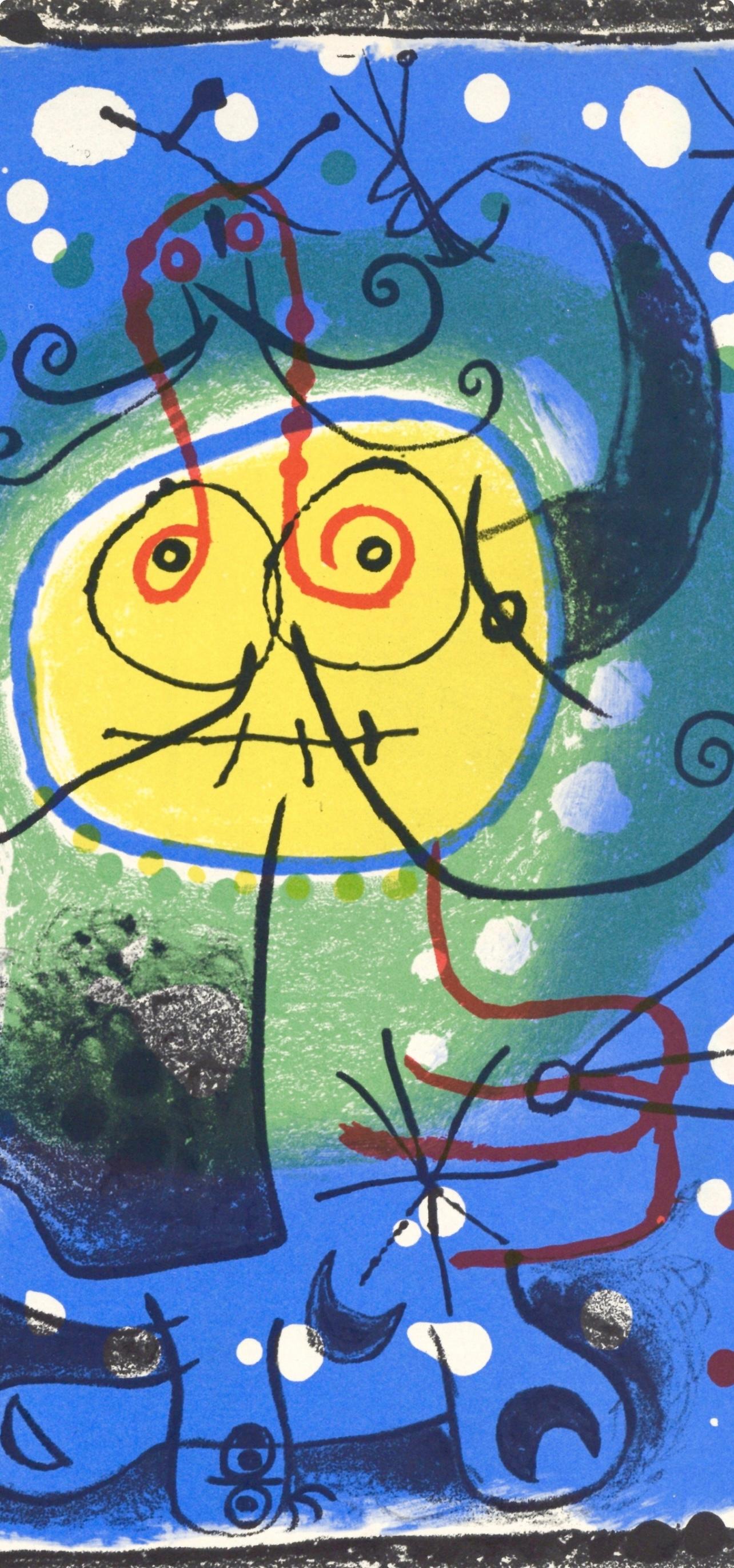 Miró, Personnage sur fond bleu, XXe Siècle (after) - Print by Joan Miró