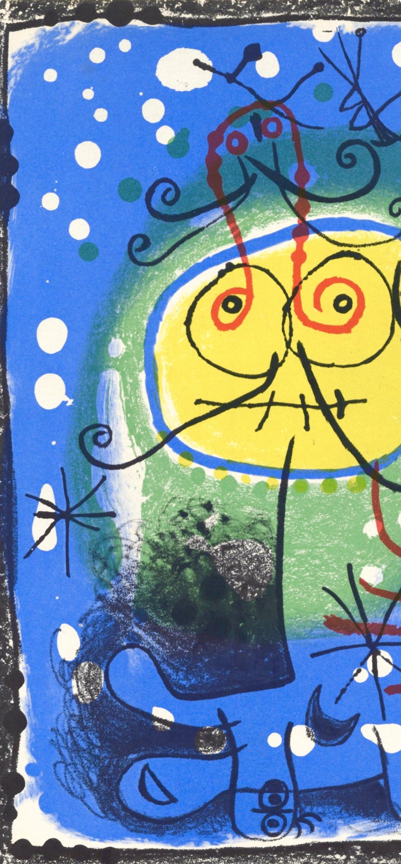 Miró, Personnage sur fond bleu, XXe Siècle (after) - Modern Print by Joan Miró