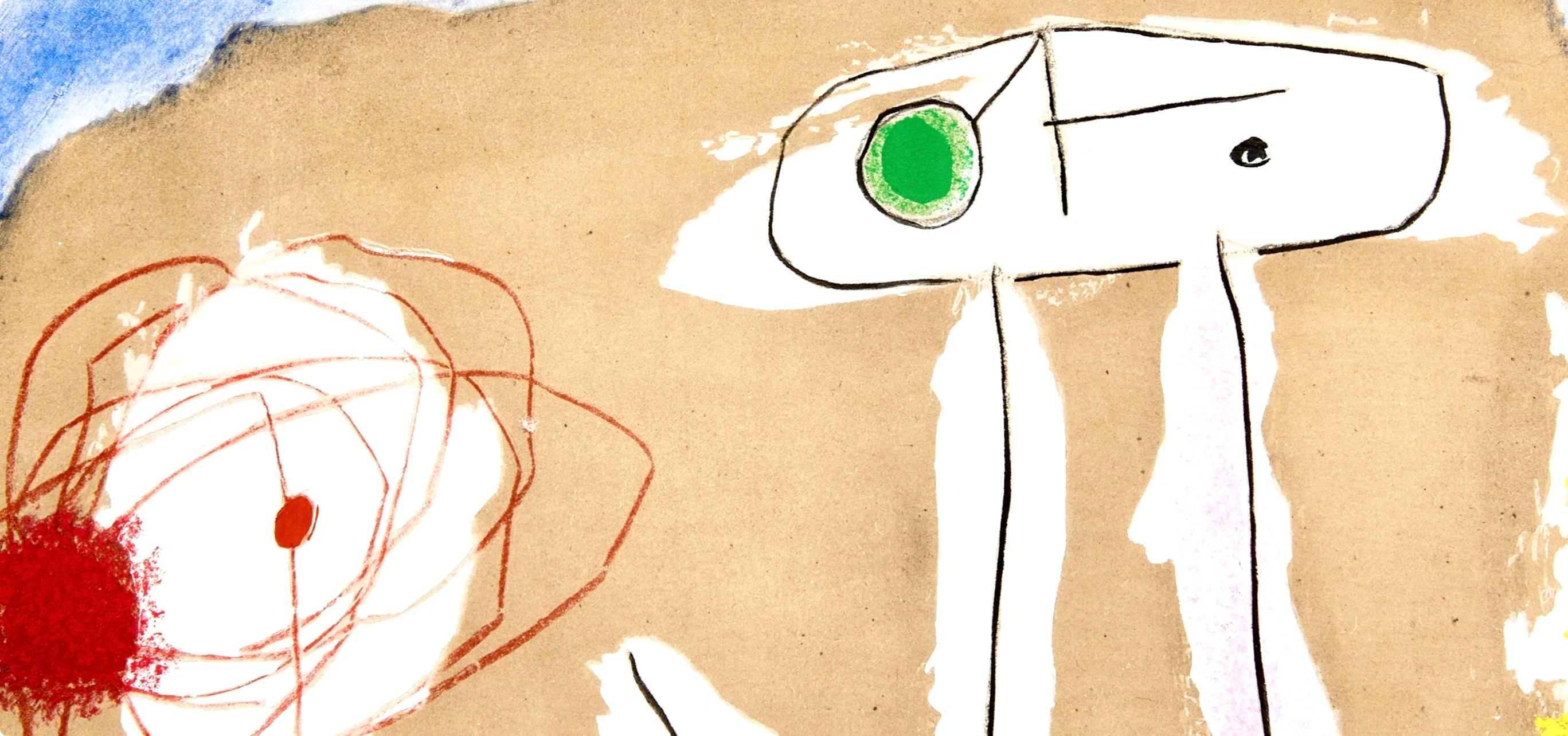 Miró, Personnages (Cramer 103; Mourlot 382-383), Cartones (después) - Abstract Print Beige de Joan Miró