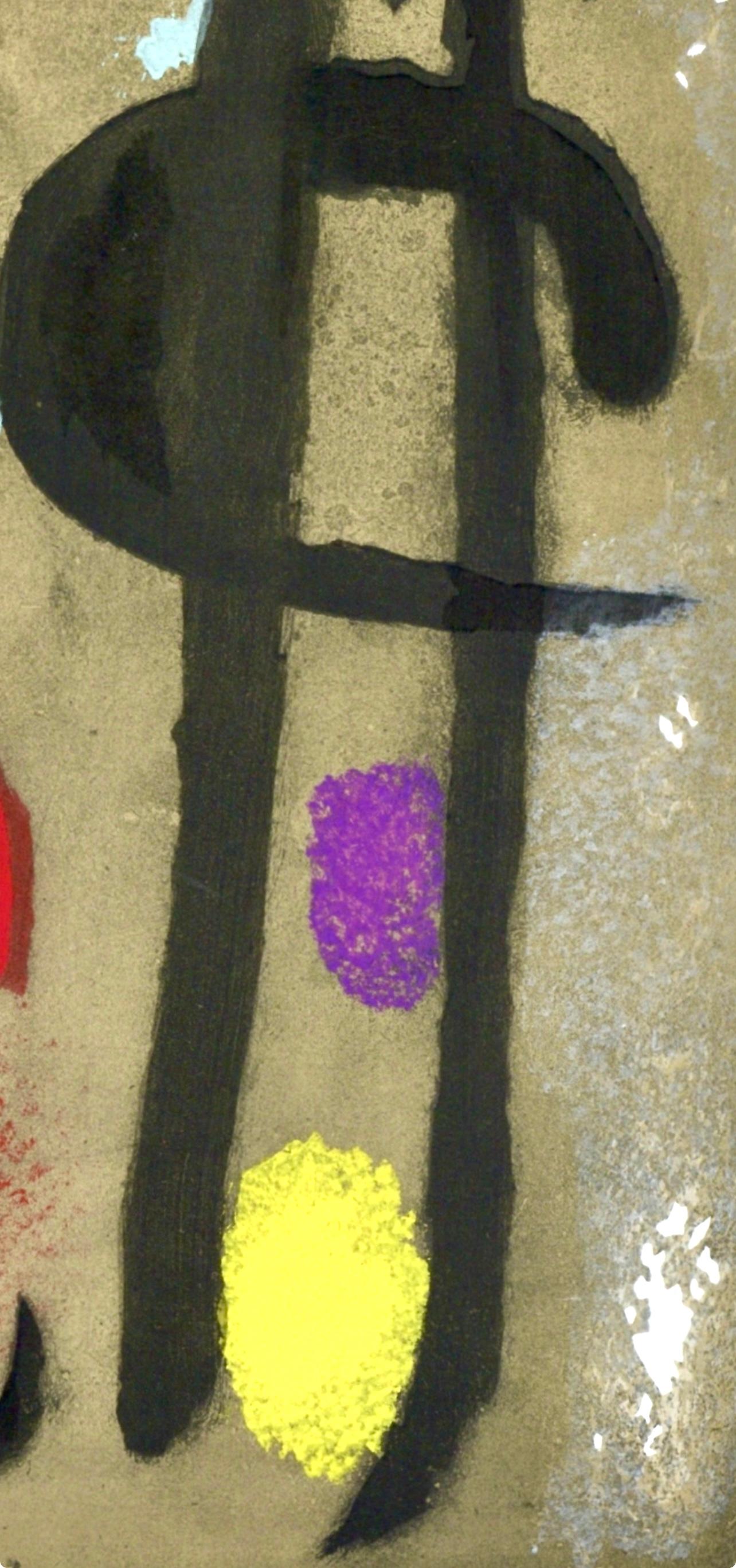 Litografía, estarcido sobre papel vélin. Tamaño del papel: 12,375 x 8,687 pulgadas. Inscripción: Firmada en la plancha y sin numerar, tal como se emitió. Referencias del catálogo razonado: Cramer, Patrick, y Joan Miró. Joan Miró, Catálogo razonado