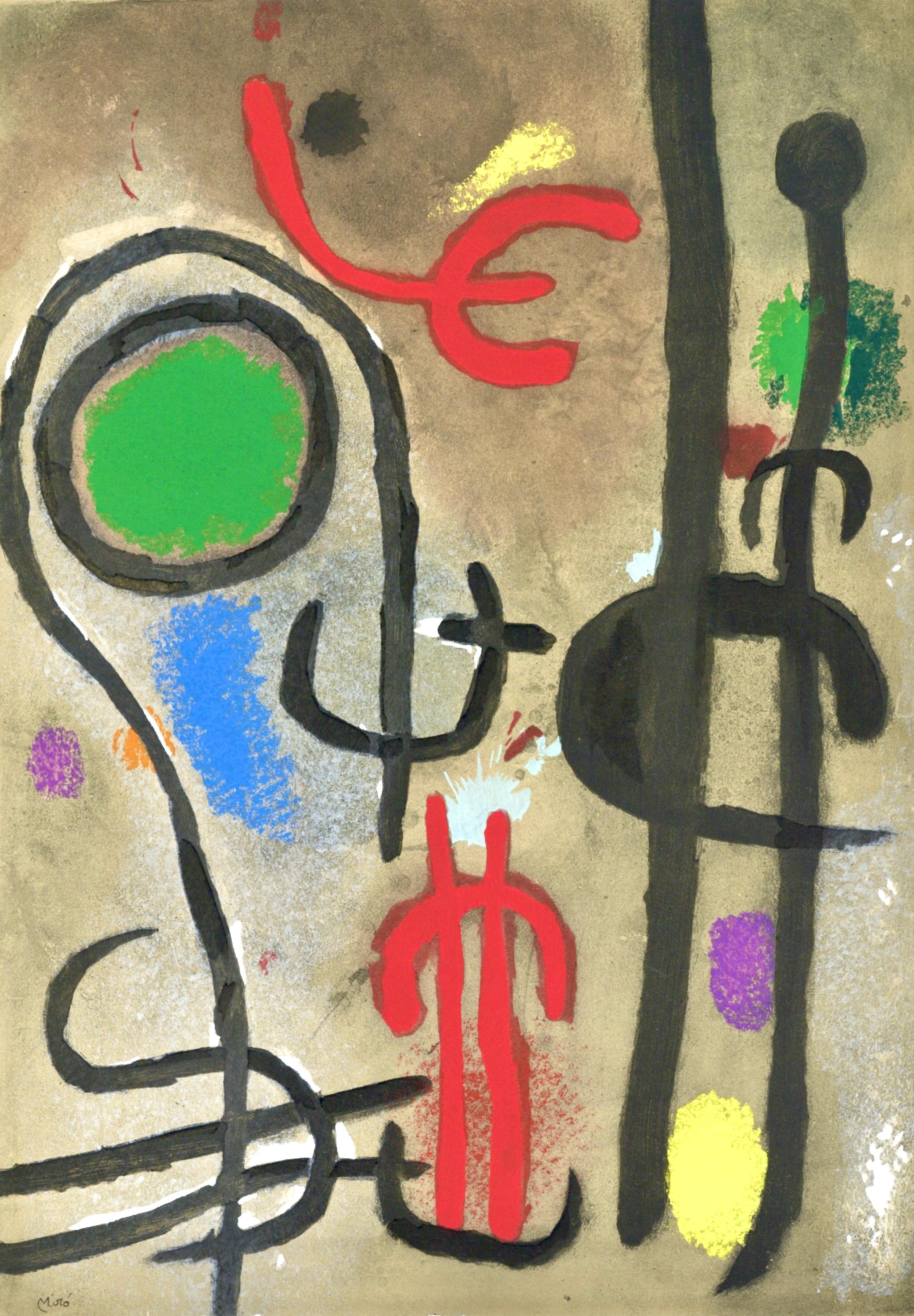 Abstract Print de Joan Miró - Miró, Personnages III (Cramer 103; Mourlot 382-383), Cartones (después)