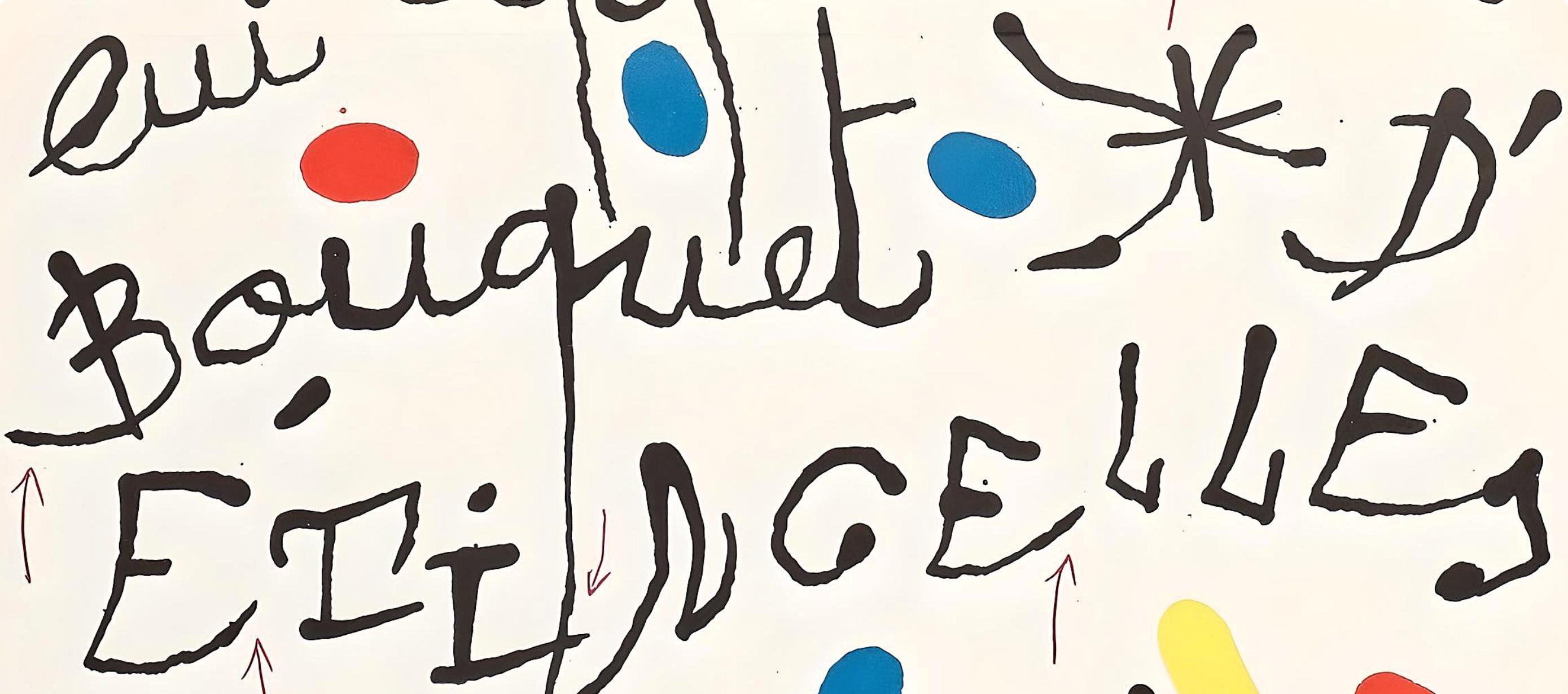 Miró, Poême pour Dorothea Tanning, XXe Siècle (after) - White Figurative Print by Joan Miró
