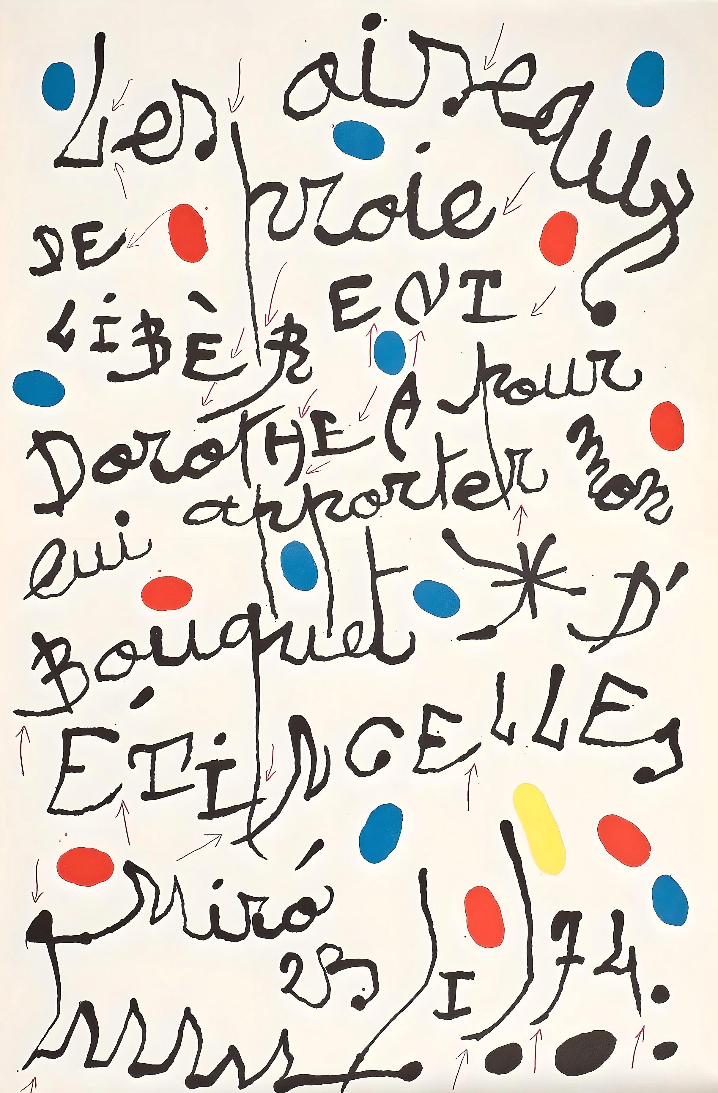 Joan Miró Figurative Print - Miró, Poême pour Dorothea Tanning, XXe Siècle (after)
