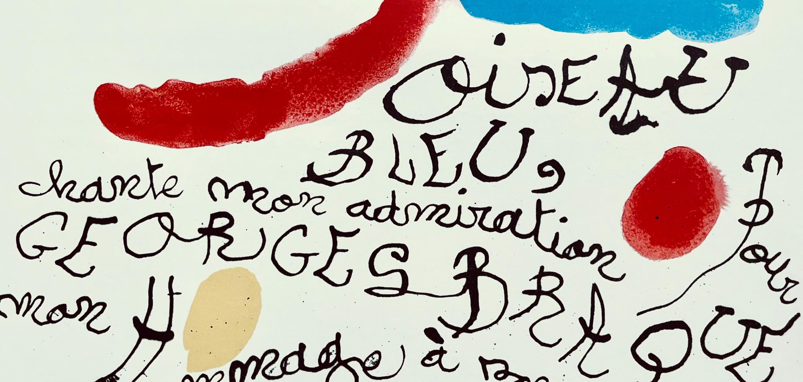 Miró, Poême pour Georges Braque (Cramer 87), Derrière le miroir (after) - Beige Figurative Print by Joan Miró