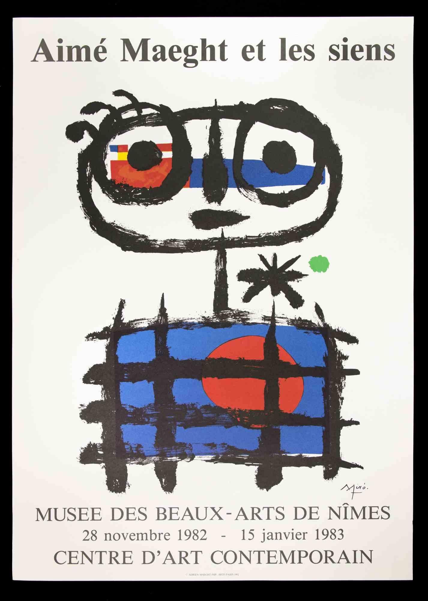 Joan Miró Abstract Print - Mirò Poster Exhibition Musée de Beaux Arts - Vintage Offset Print - 1982