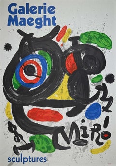 Mirò - Sculptures - Retro Lithographic Poster Galerie Maeght - 1970s