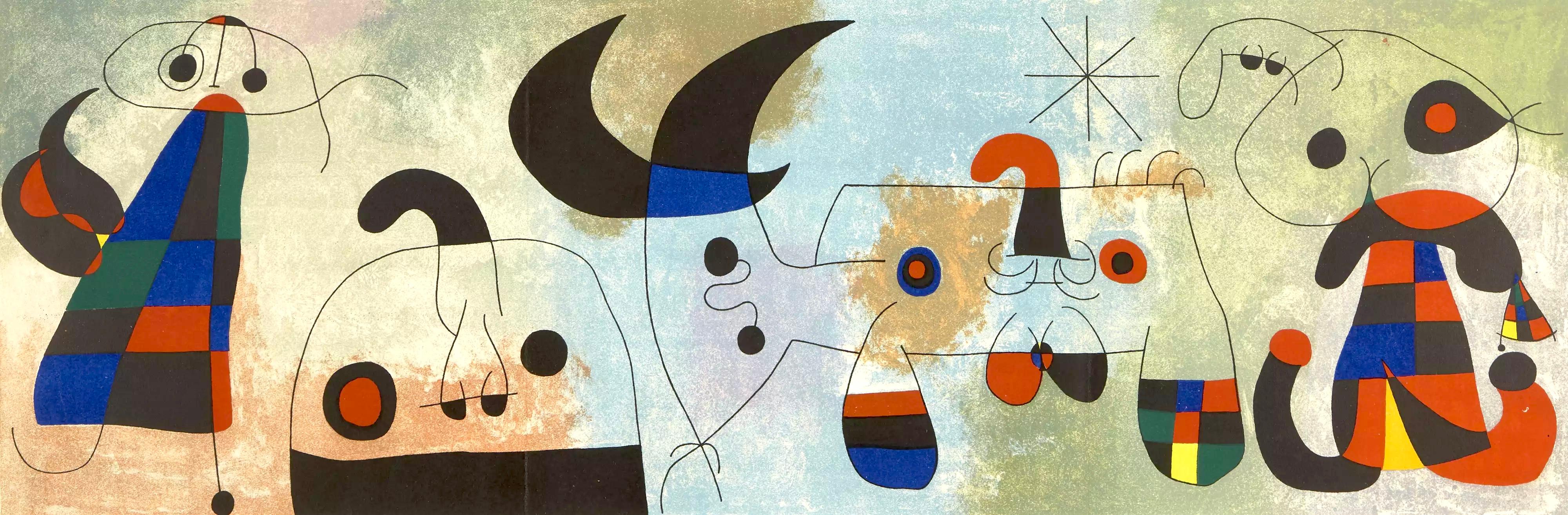 Joan Miró Figurative Print - Miró, Sur Quatre Murs, Derrière le miroir (after)