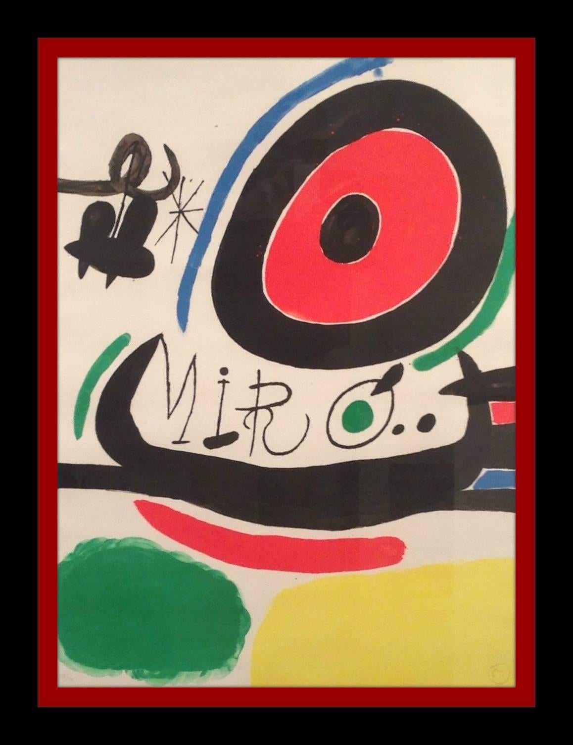 Joan Miró Abstract Print - Miro  vertical. yellow. red. " EXPOSICION EN OSAKA , JAPON "
