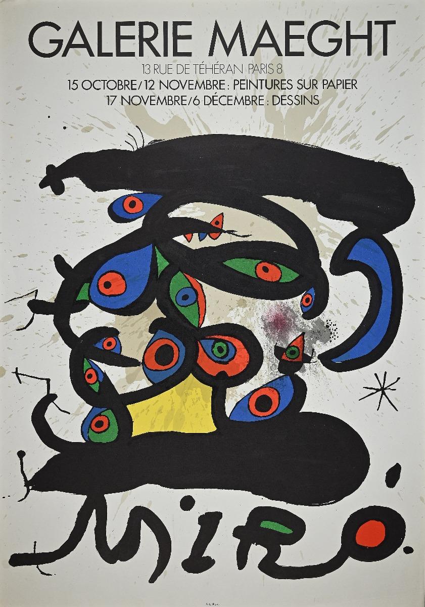 Joan Miró Abstract Print - Mirò - Vintage Exhibition Poster Galerie Maeght - Offset and Lithograph 1970s