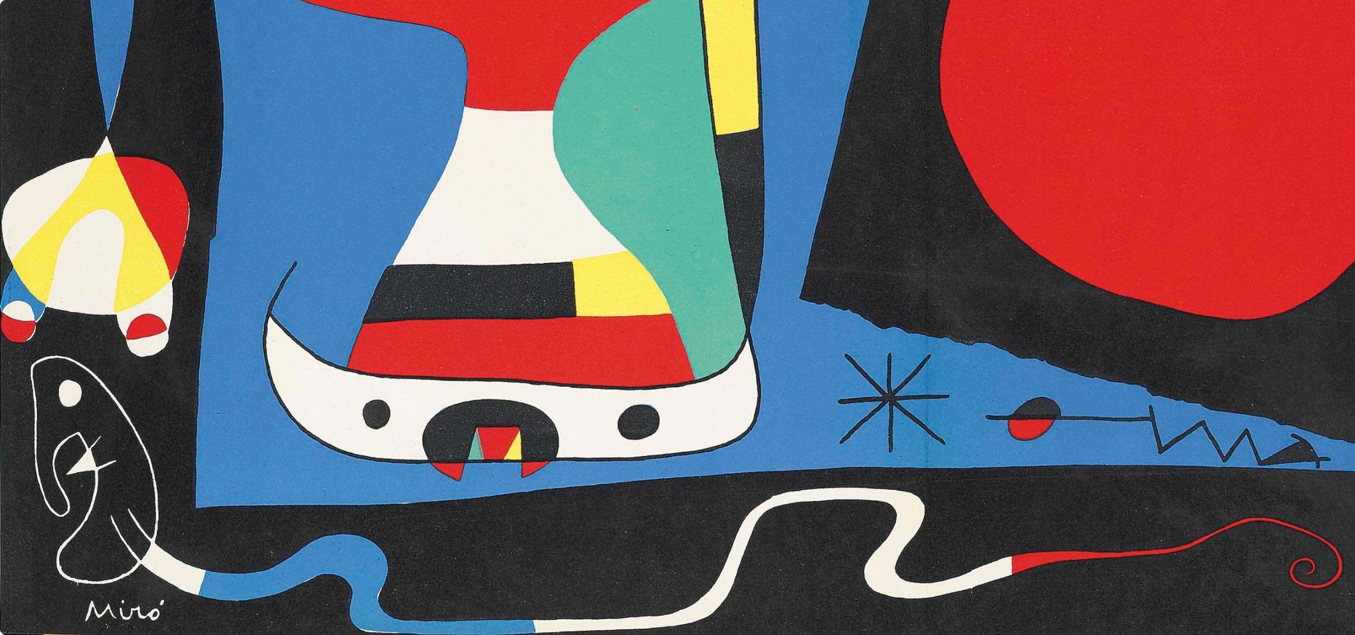 Miró, Donna allo specchio (Mourlot 242; Cramer 36) (dopo) - Abstract Print Viola di Joan Miró