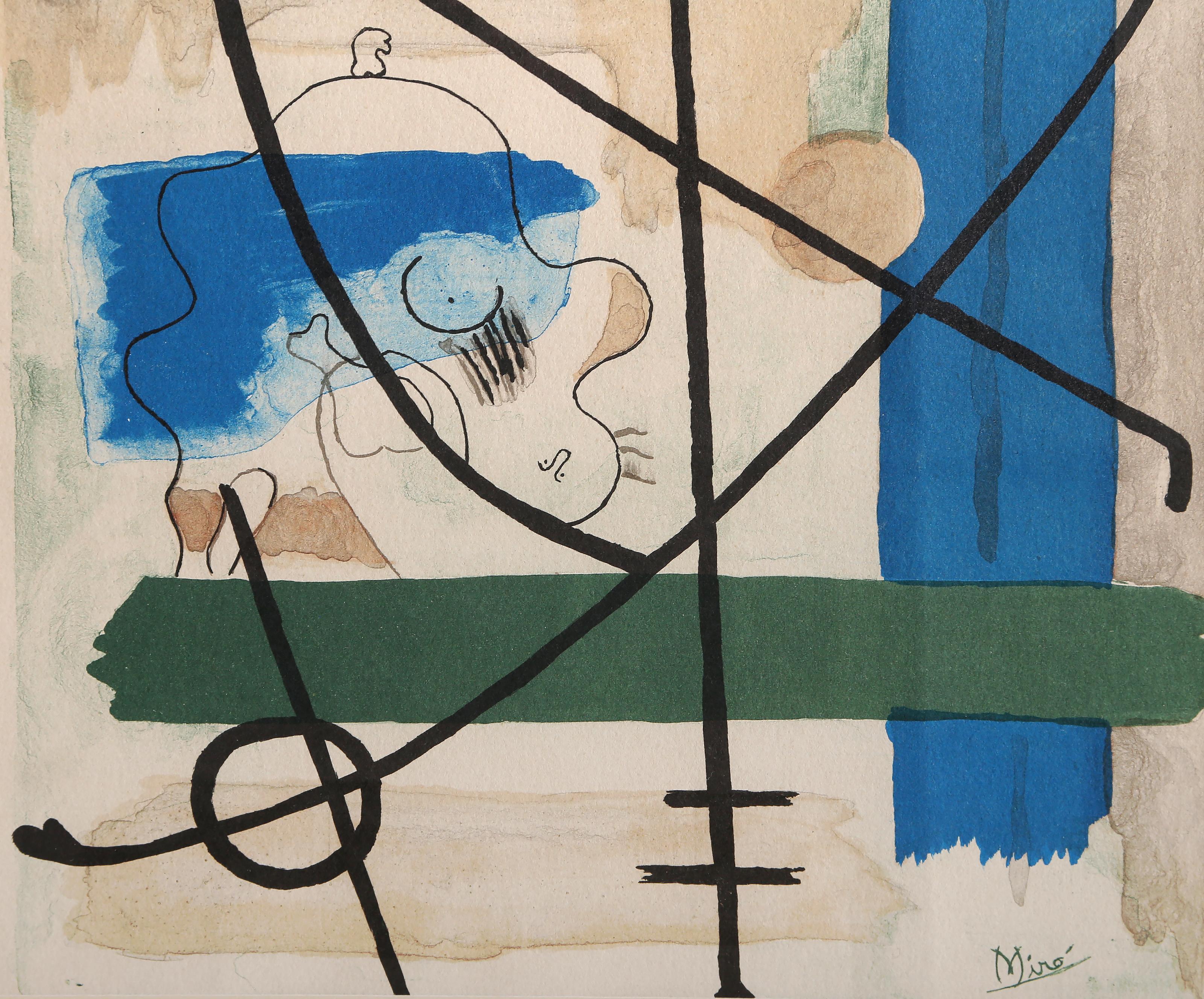Mobile, Abstract Lithograph after Joan Miro - Beige Abstract Print by Joan Miró