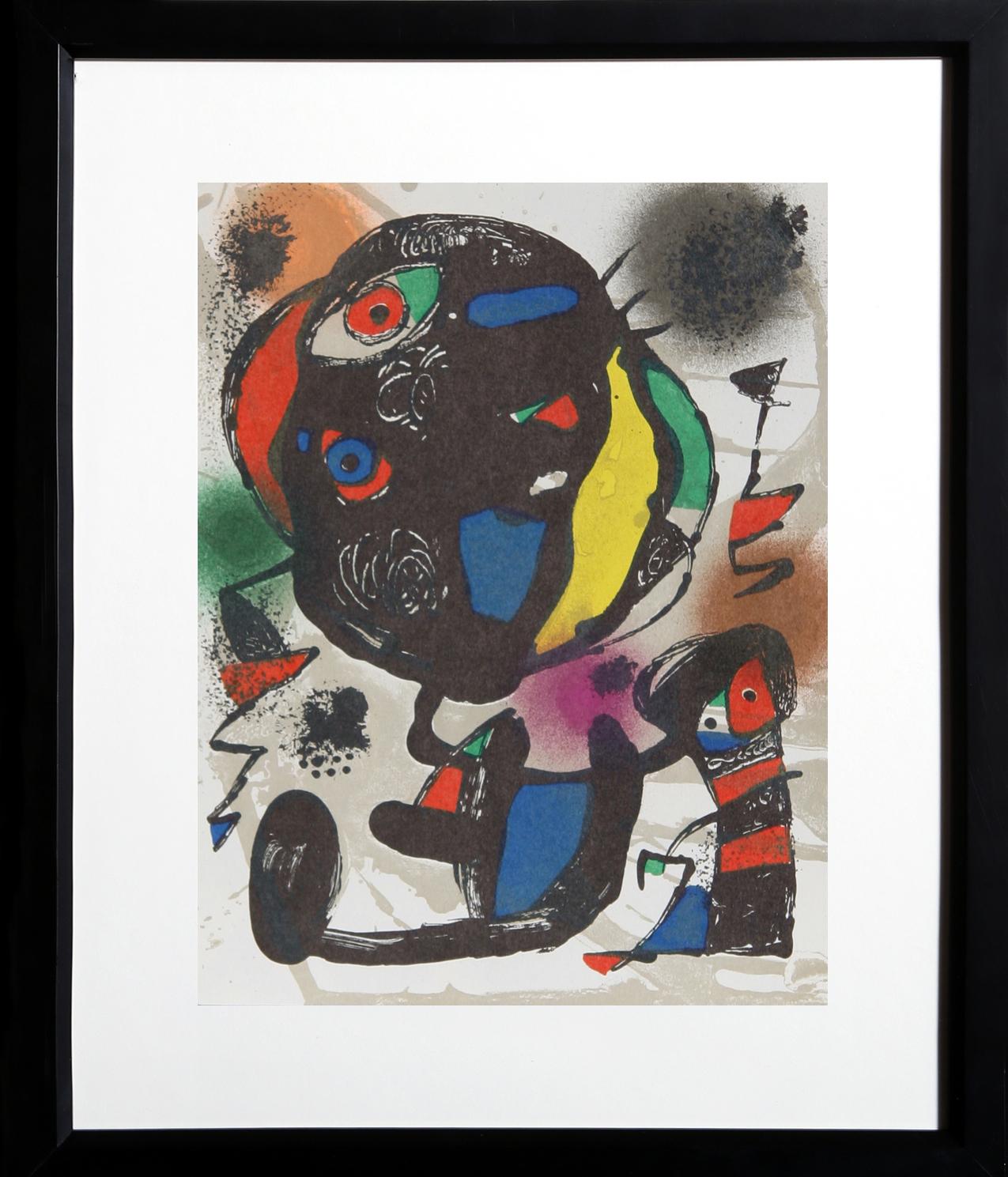 Joan Miro is known for his abstract, expressive, and child-like Modern style. Original lithograph published in Miro Lithographe V Catalogue Raisonne. Nicely framed.

Lithograph V (1260)
Joan Miro, Spanish (1893–1983)
Date: 1975
Lithograph
Size: 12 x